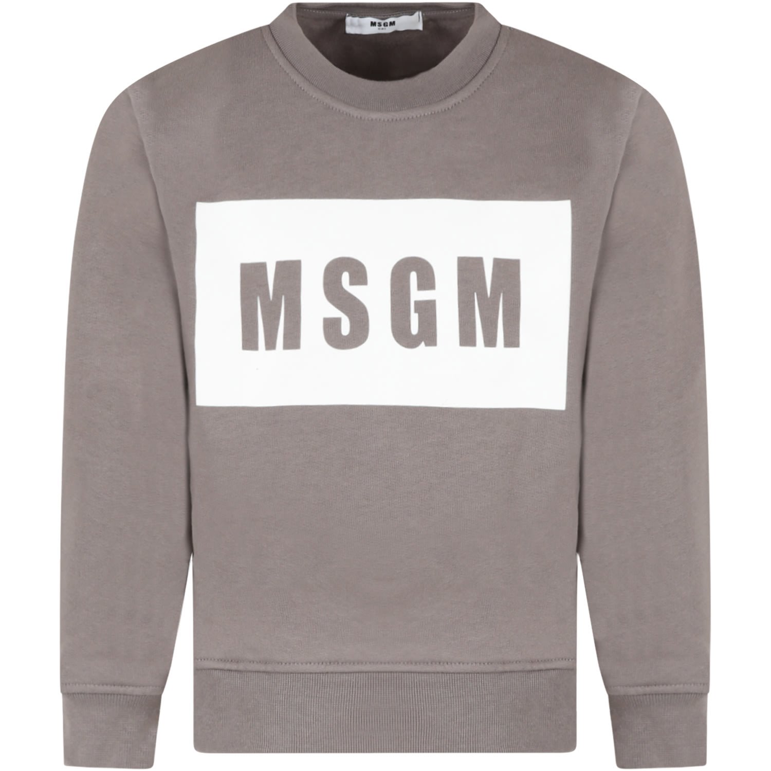 MSGM Gray Sweatshirt For Kids With White Logo