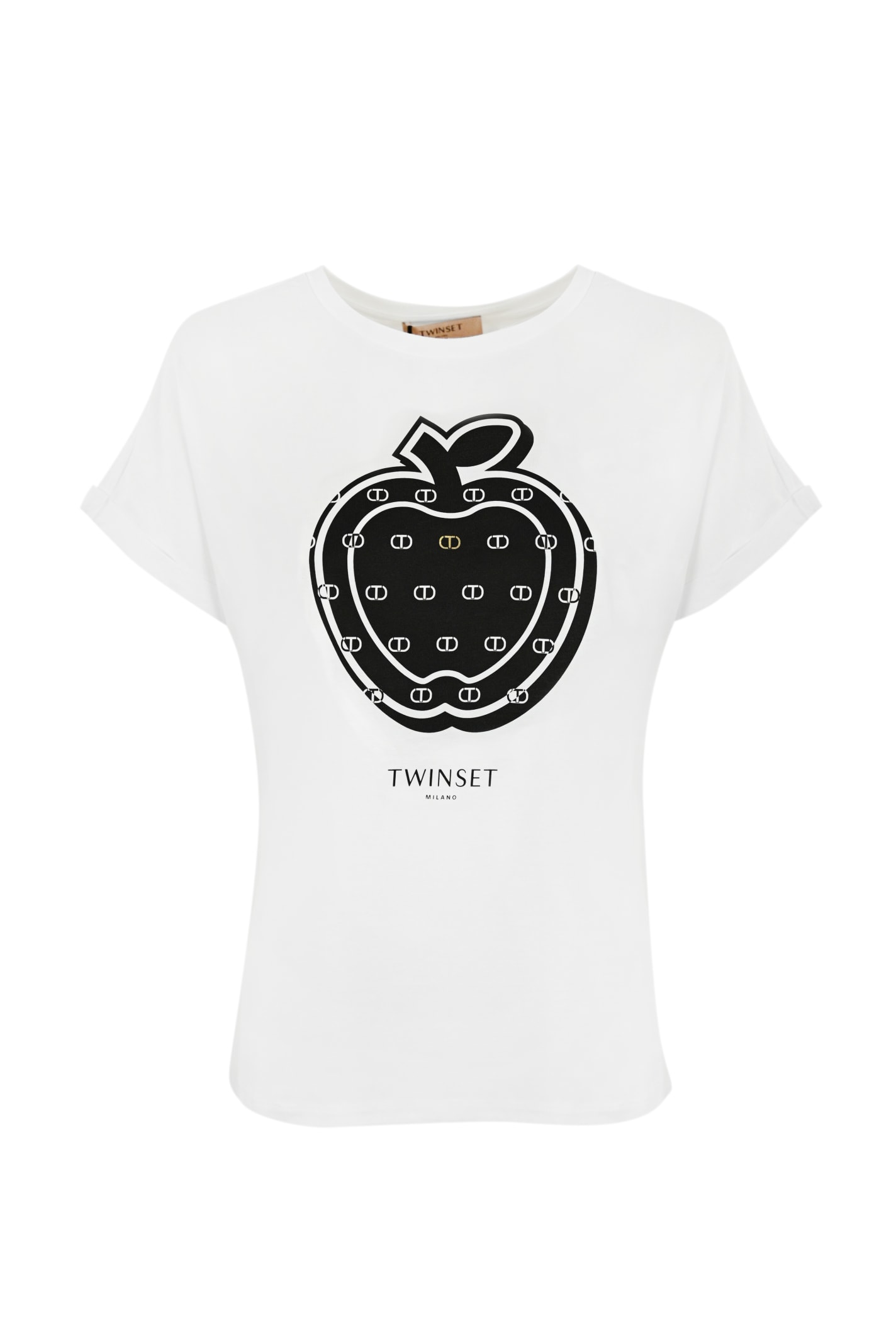 Shop Twinset T-shirt With Apple Print In White