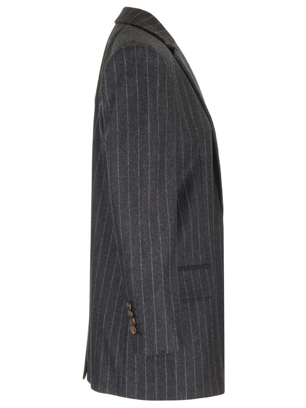 Shop Brunello Cucinelli Pinstripe Blazer In Grey