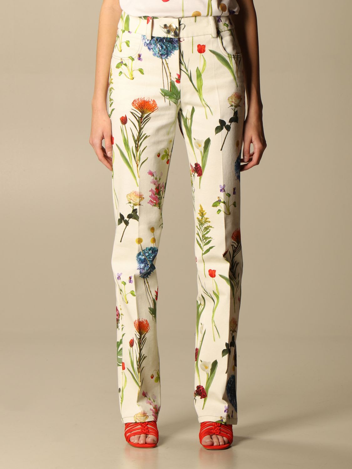 Boutique Moschino Pants Drill Boutique Moschino Trousers In Botanical Patterned Cotton