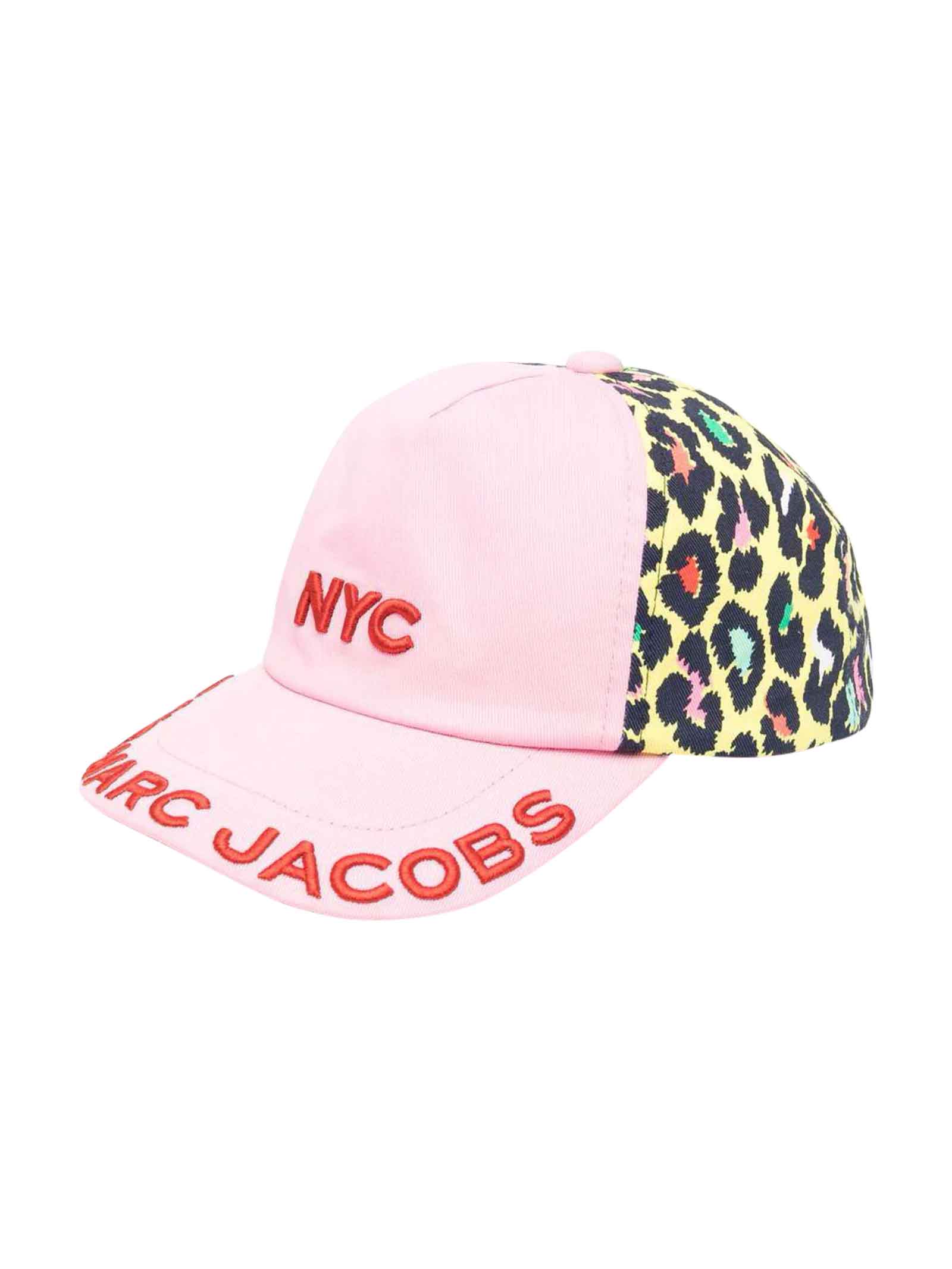 Pink Girl Hat With Leopard Print Little Marc Jacobs