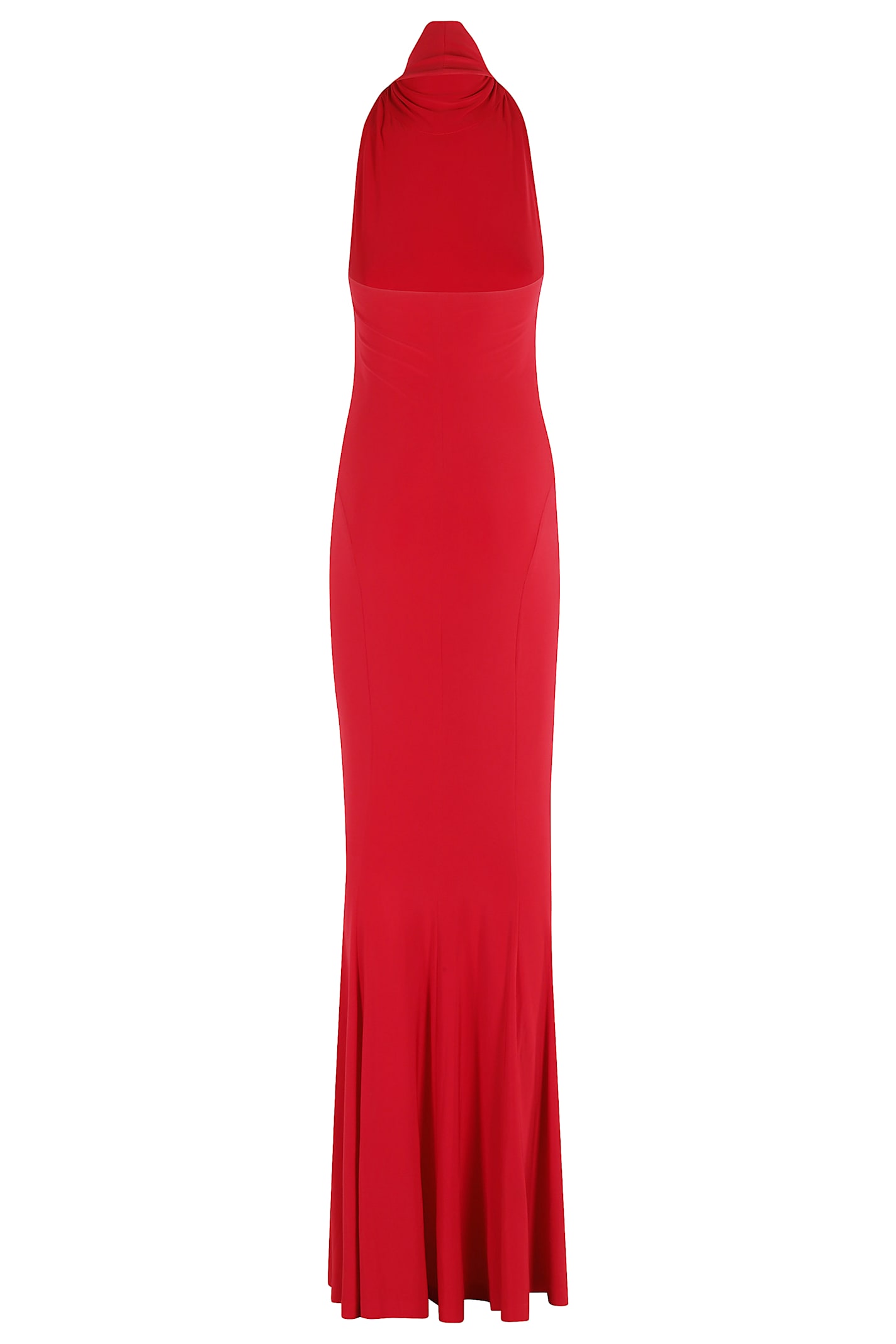 Norma Kamali X Revolve Halter Turtle Fishtail Gown In Red
