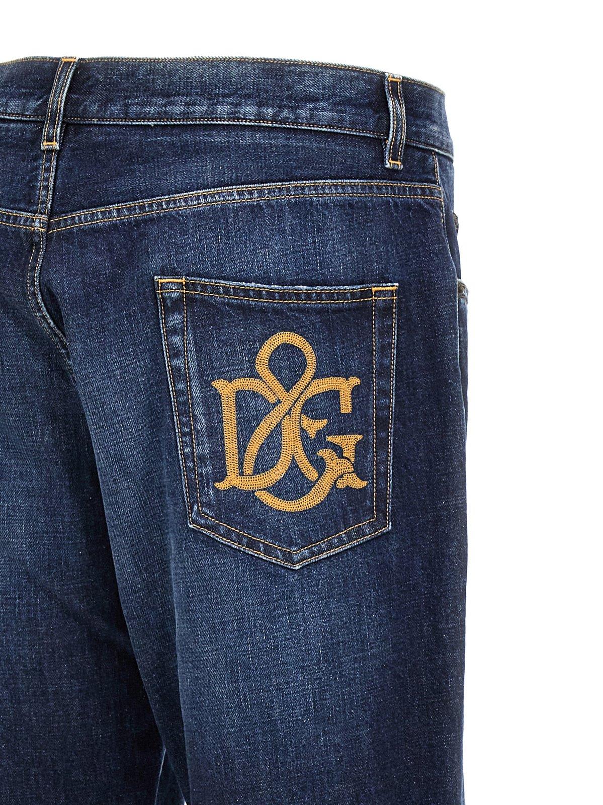 Shop Dolce & Gabbana Dg Embroidered Jeans In Denim Var Abbinata