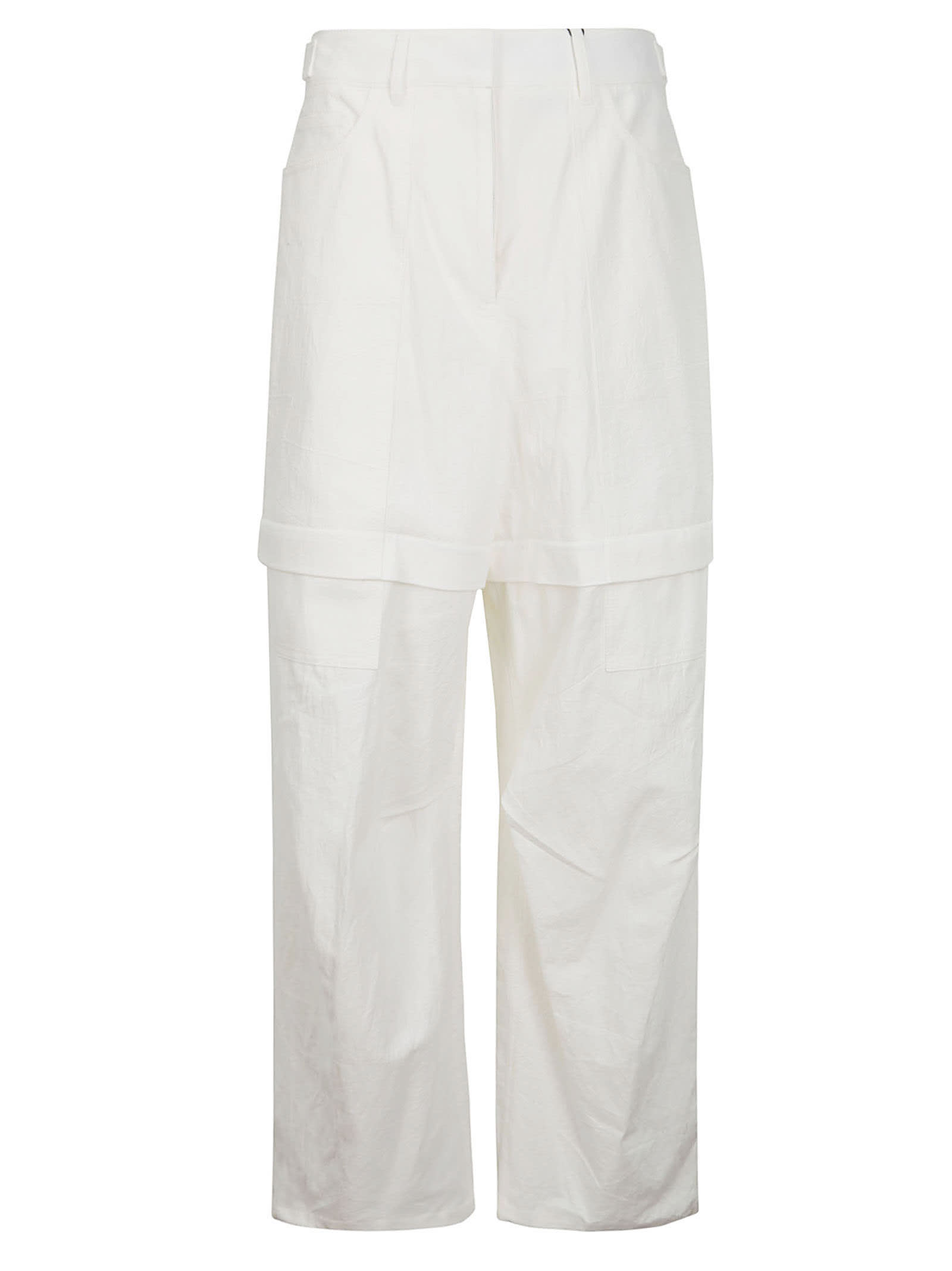 Shop Juunj [essential] Two-way Multi Cargo Pants In Ivory