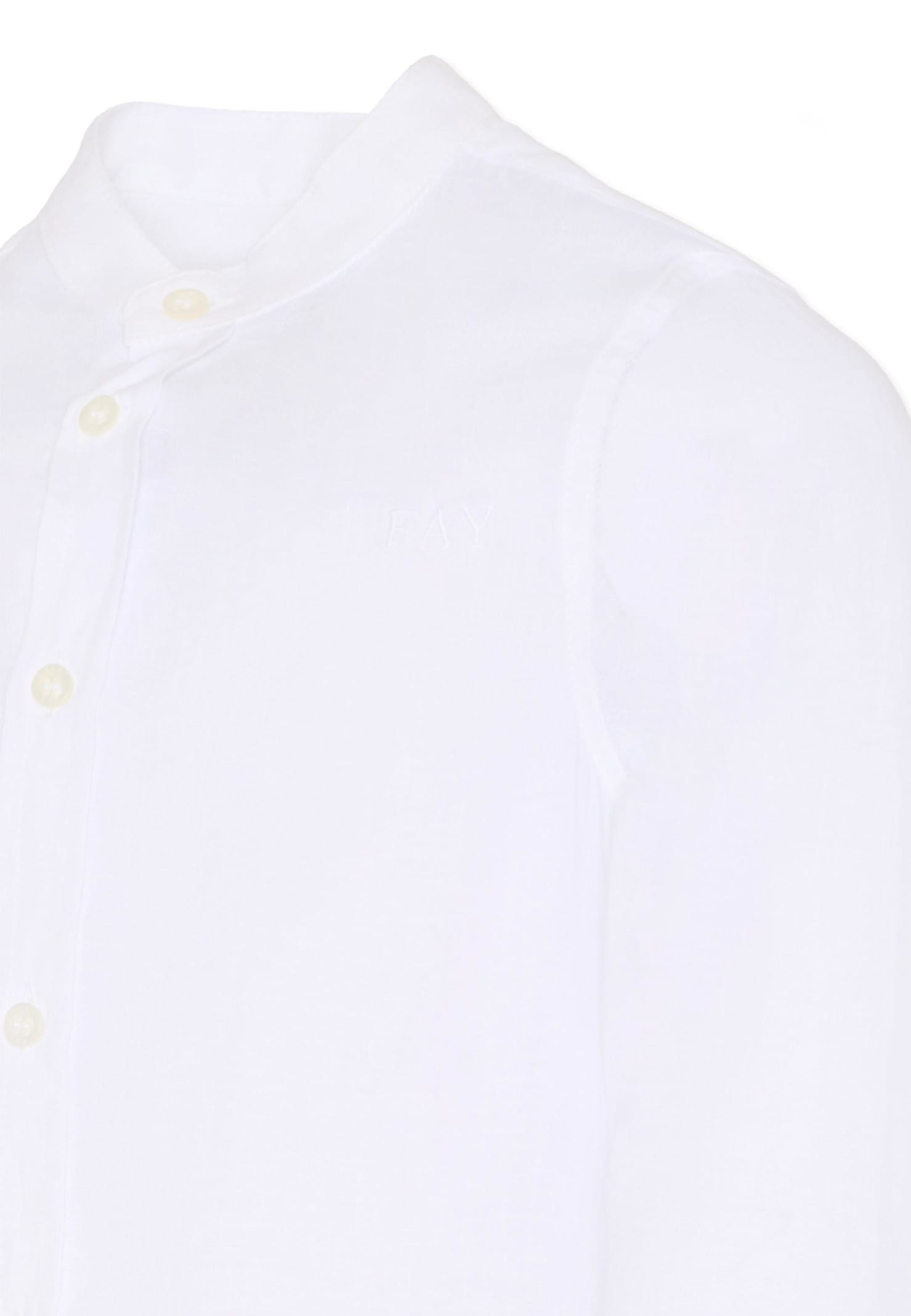 Fay White Shirt For Boy With White Logo In White