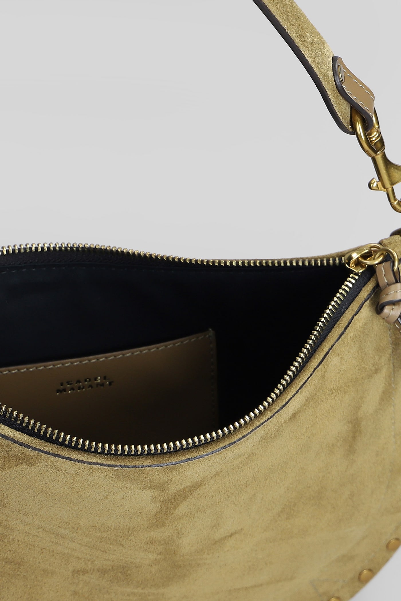 Isabel Marant Oskan Soft Zip Shoulder Bag In Taupe Suede In Taupe