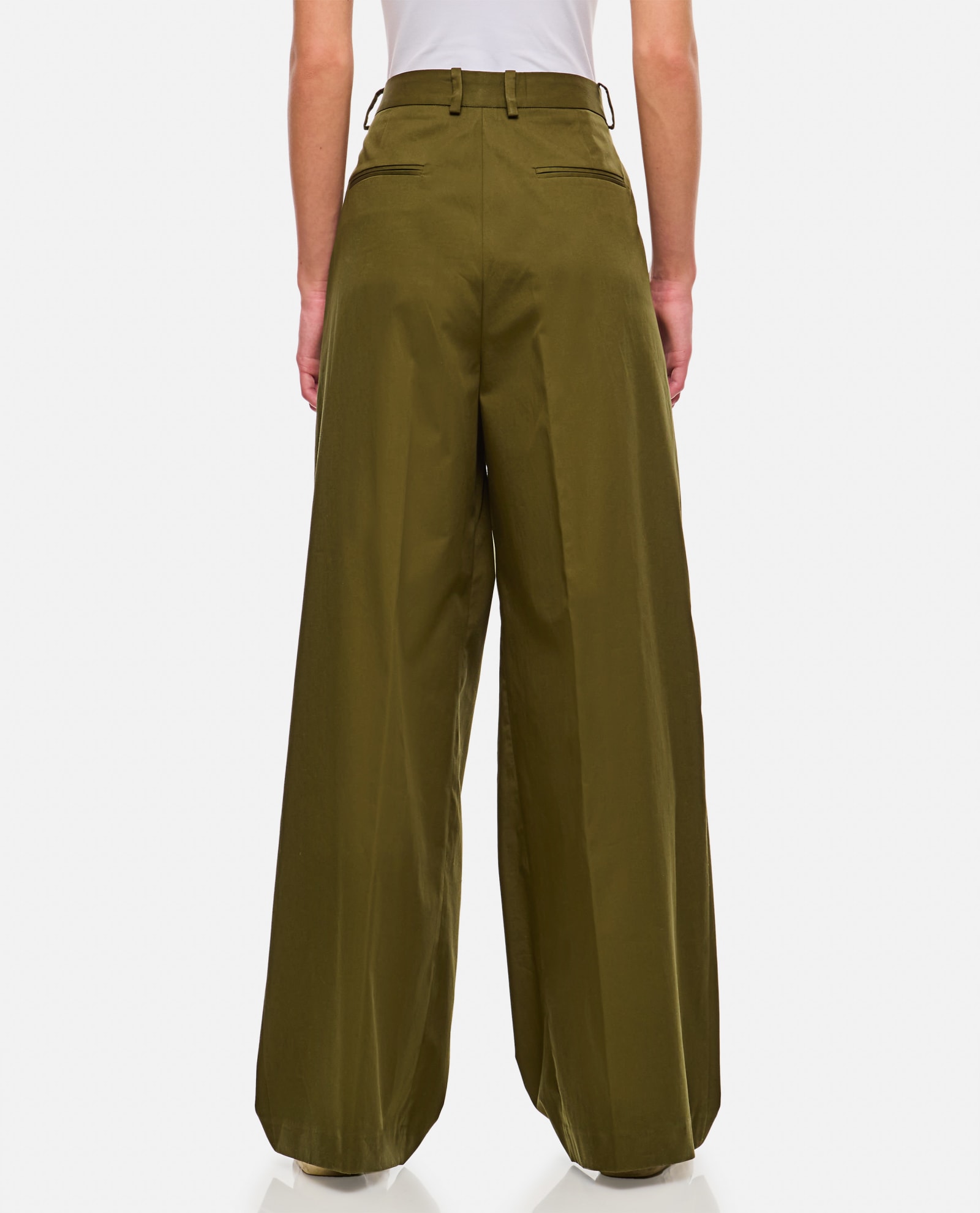 Shop Frame Pleated Wide Leg Pant In Green