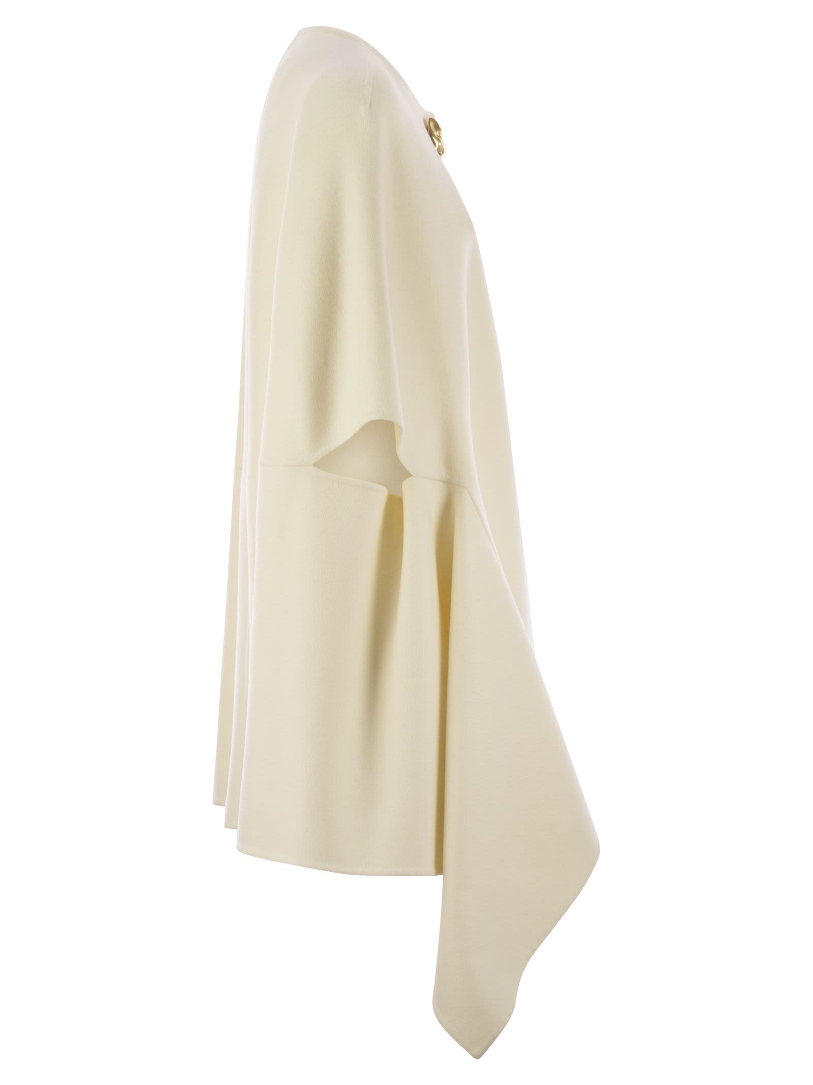 Fabiana Filippi Double Cashemere Coat With Jewelled Button In White