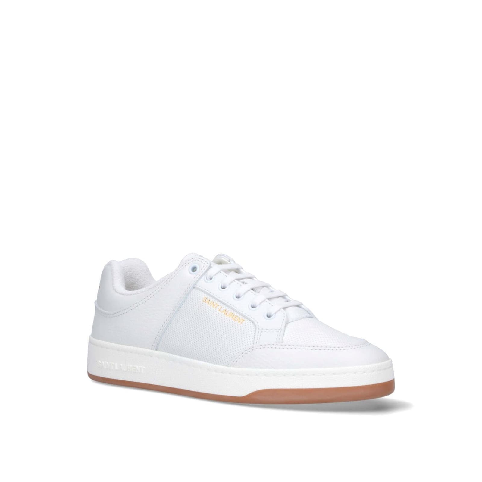 Shop Saint Laurent Leather Sneakers In White