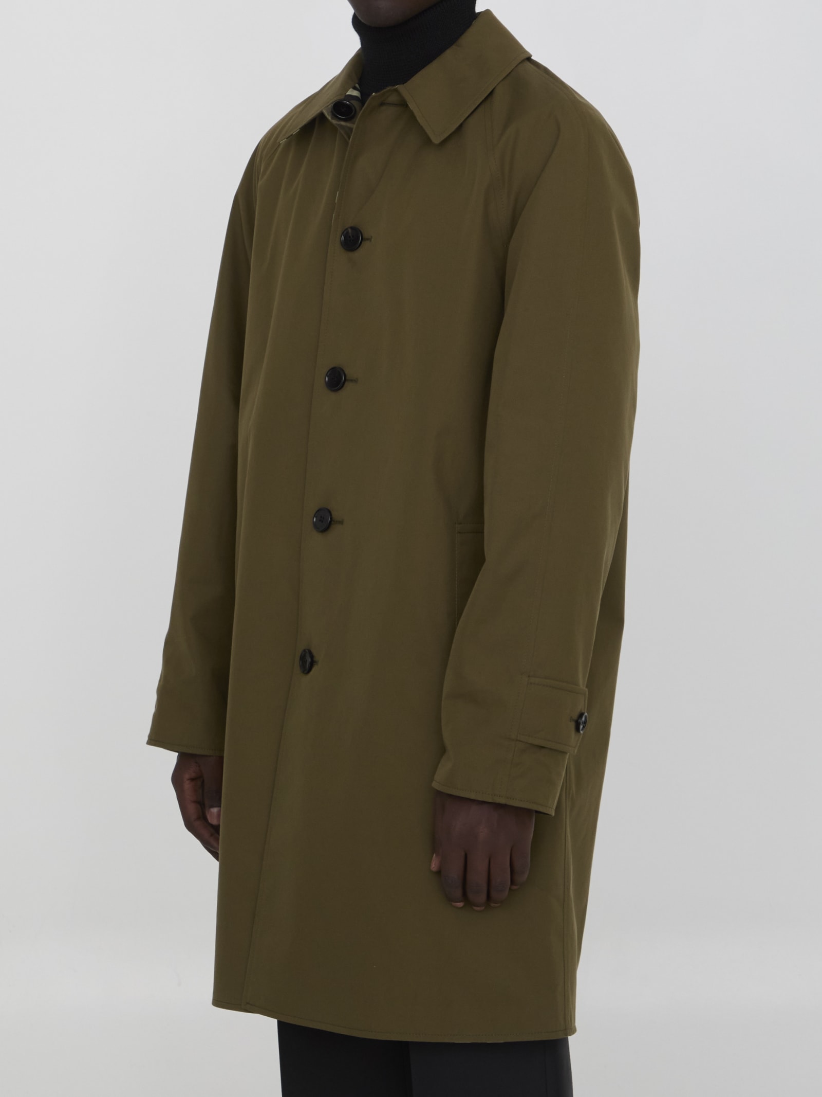 Shop Burberry Reversible Raincoat In Green