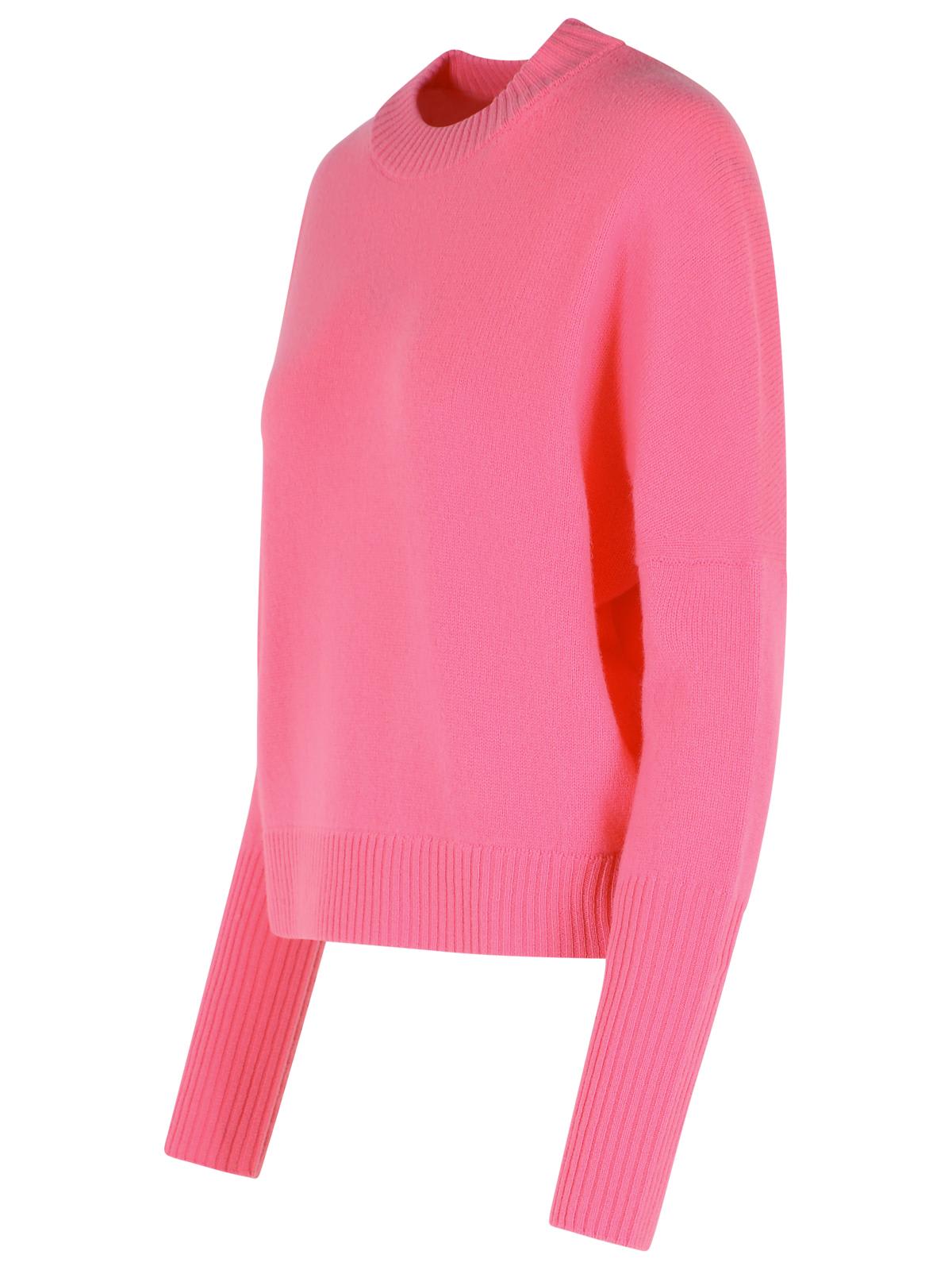 Closed Crew-neck Wool Sweater In Pink