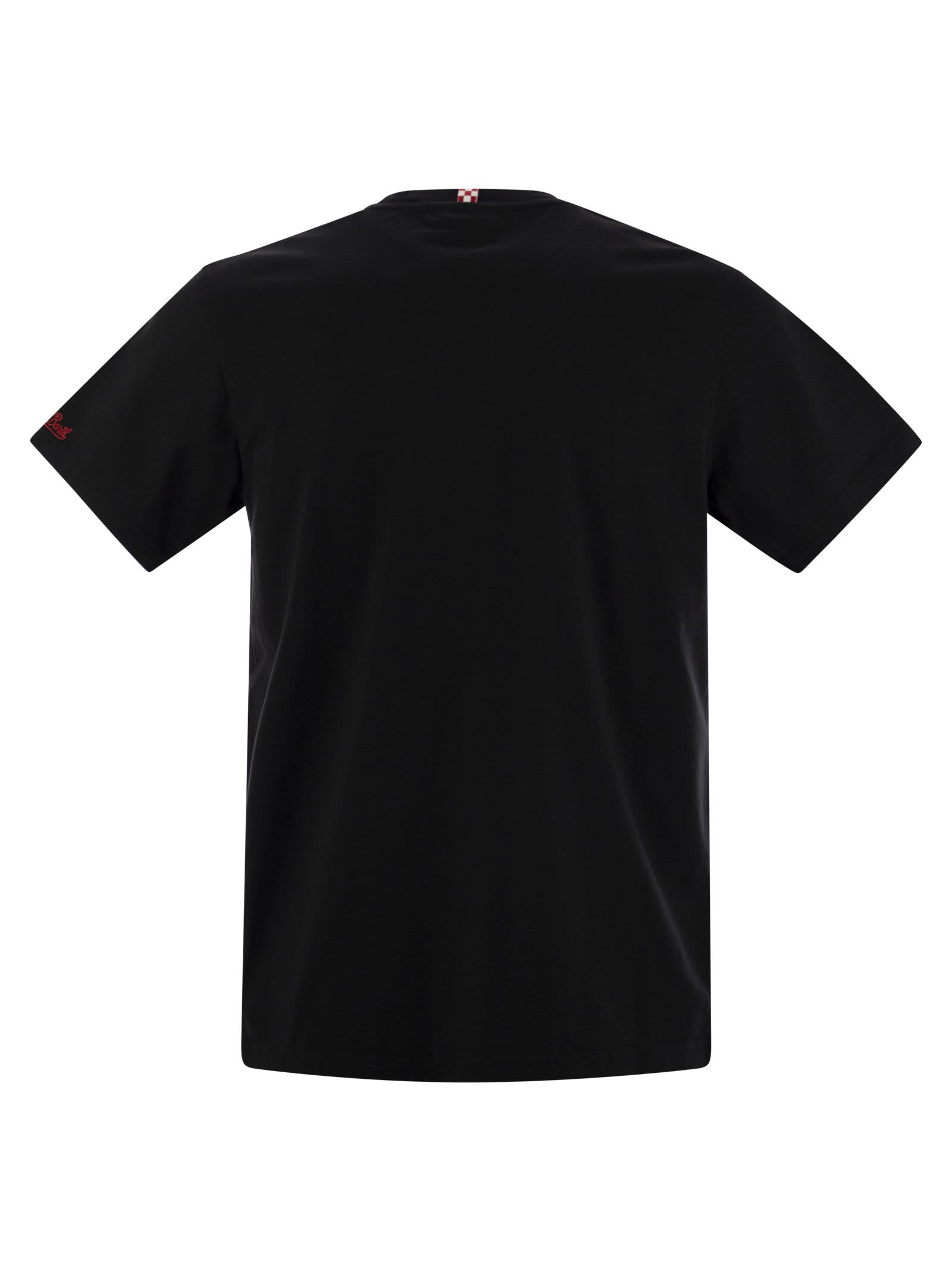 Mc2 Saint Barth Austin T Shirt With Embroidery And Breast Pocket In Black