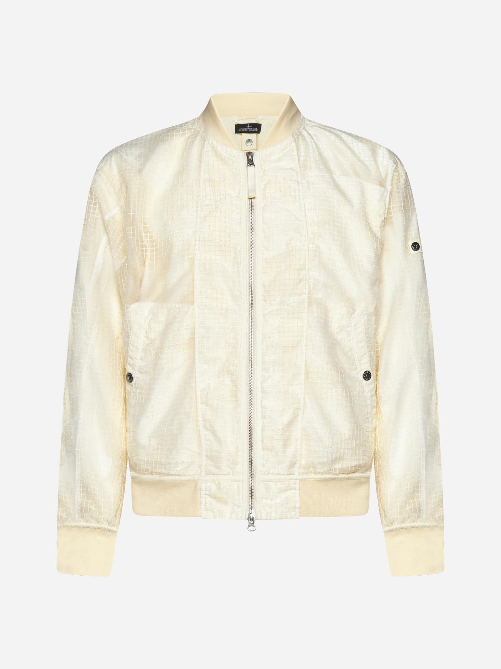 Stone Island Shadow Project Technical Cotton Blend Bomber Jacket In Pale Yellow