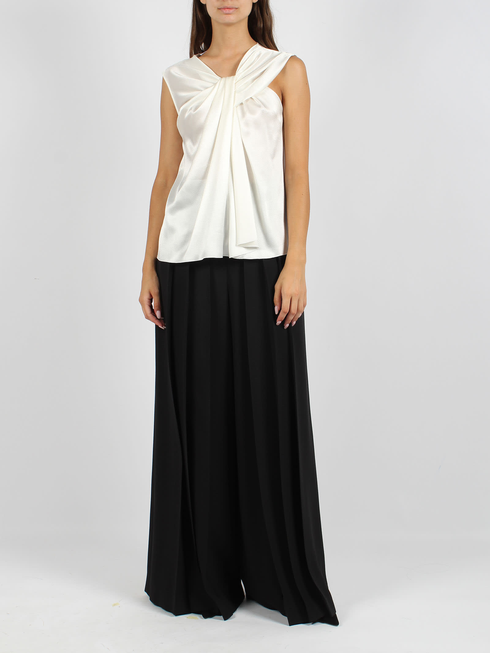 Shop Alberta Ferretti Satin Top In White