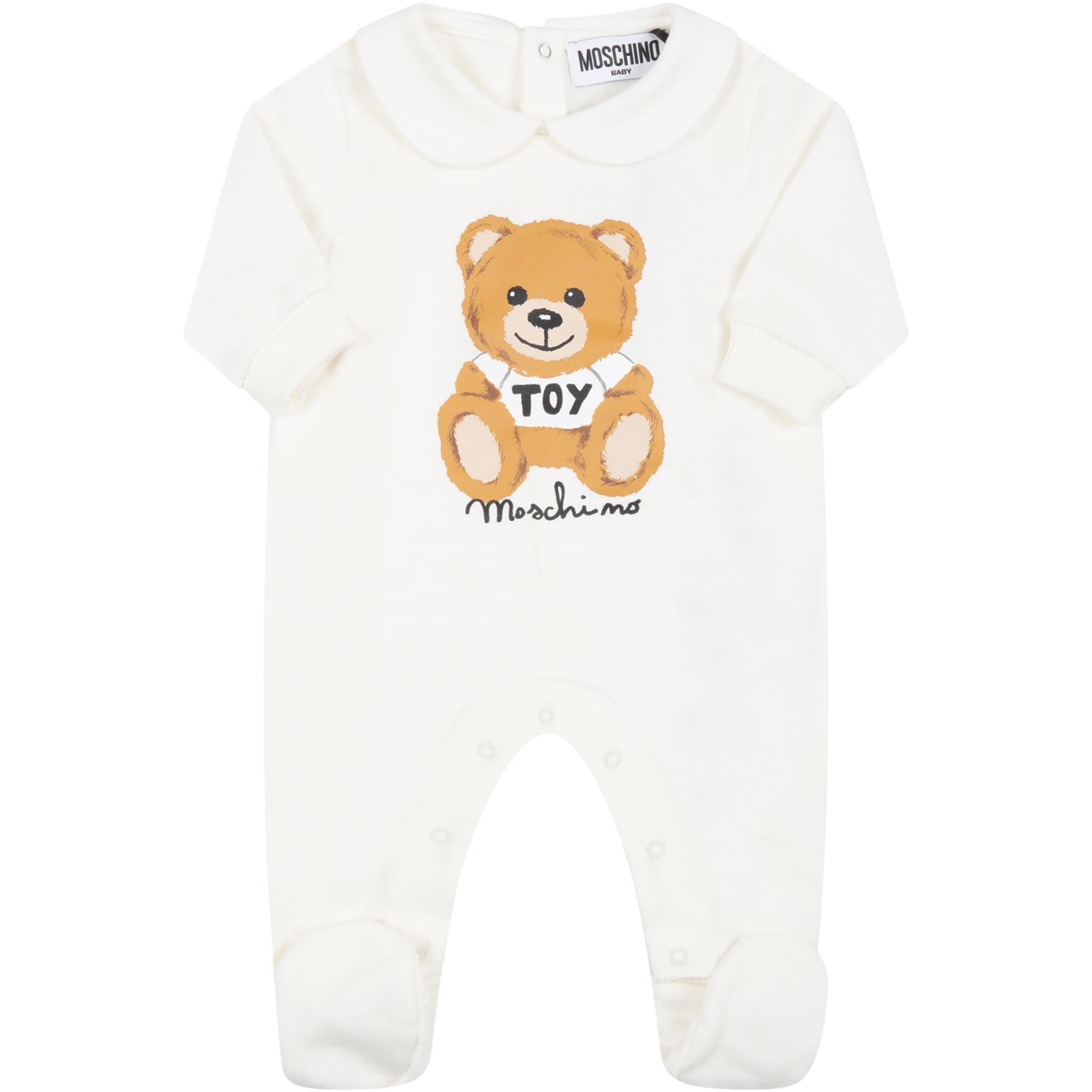 Moschino White Babygrow For Babykids With Teddy Bear