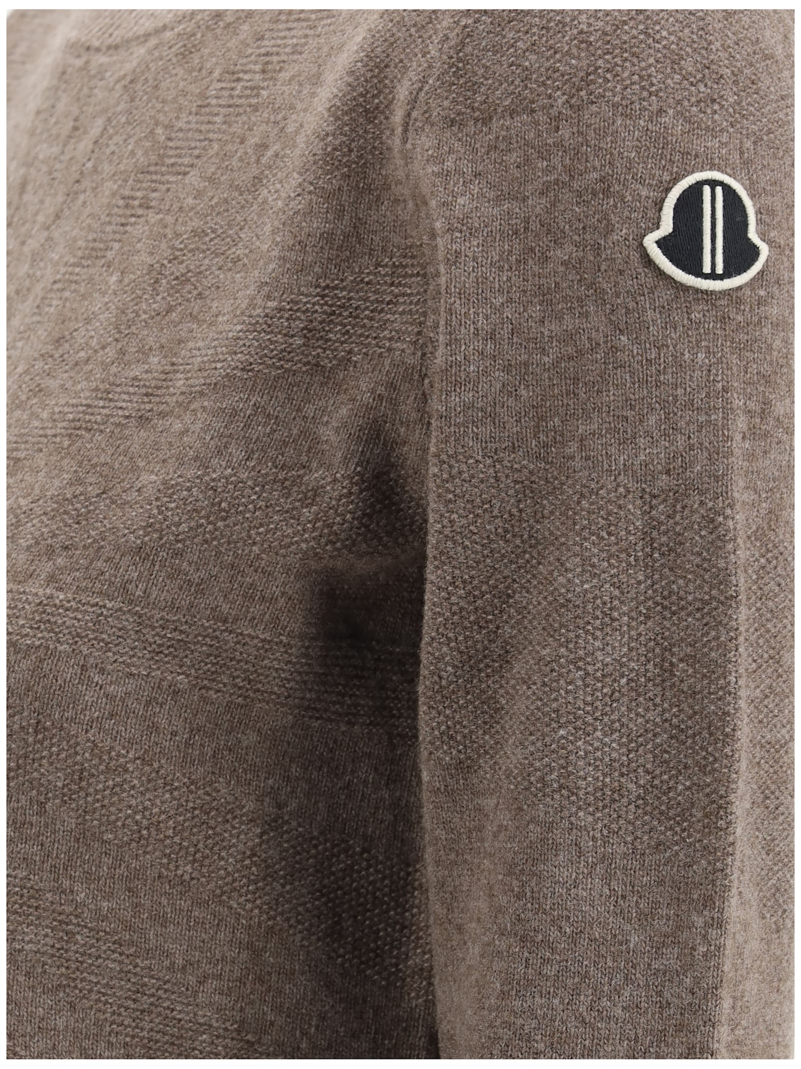 Moncler Genius Moncler + Rick Owens Biker Round Neck Jumper In Dust