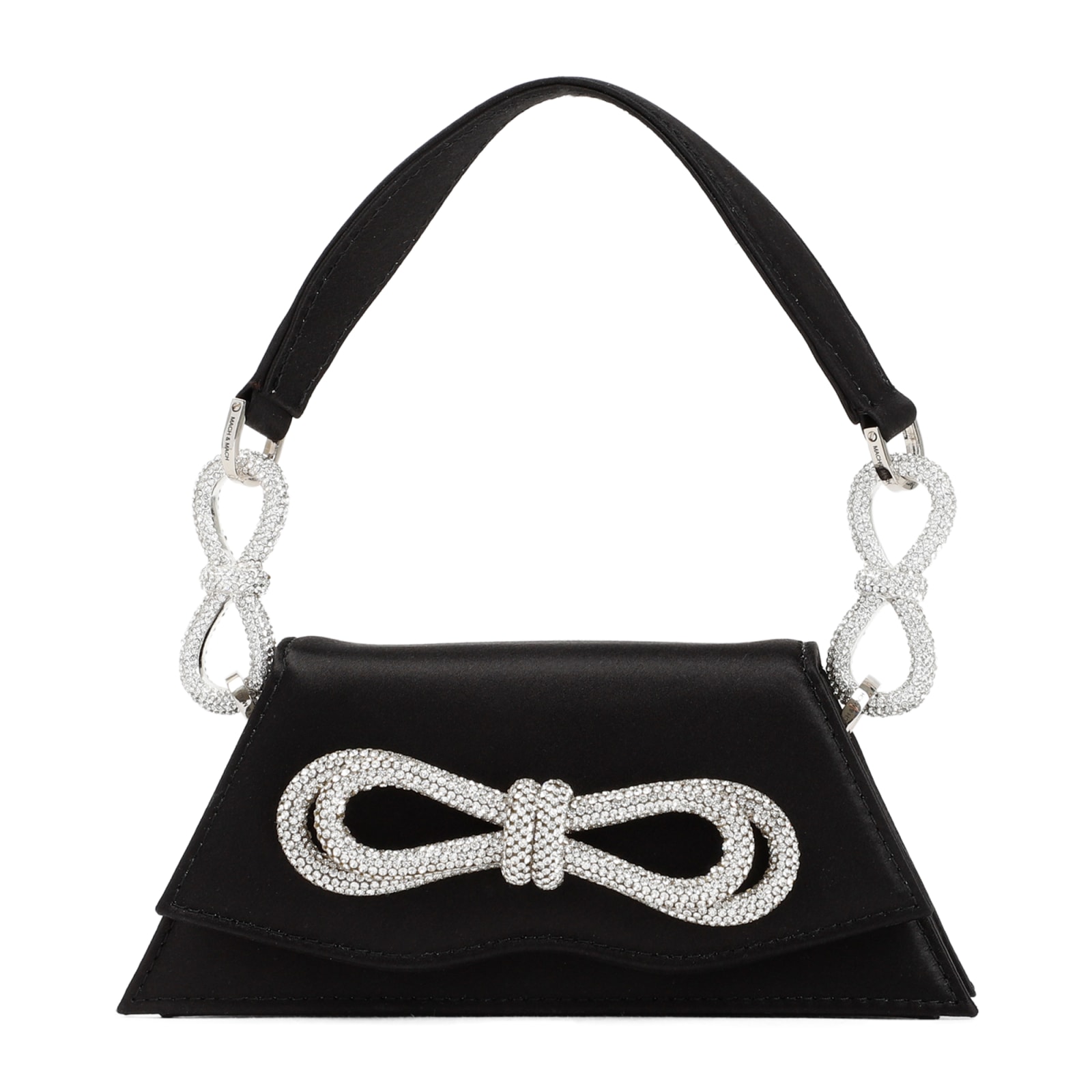 Shop Mach &amp; Mach Samantha Double Bow Glitter Handbag In Black