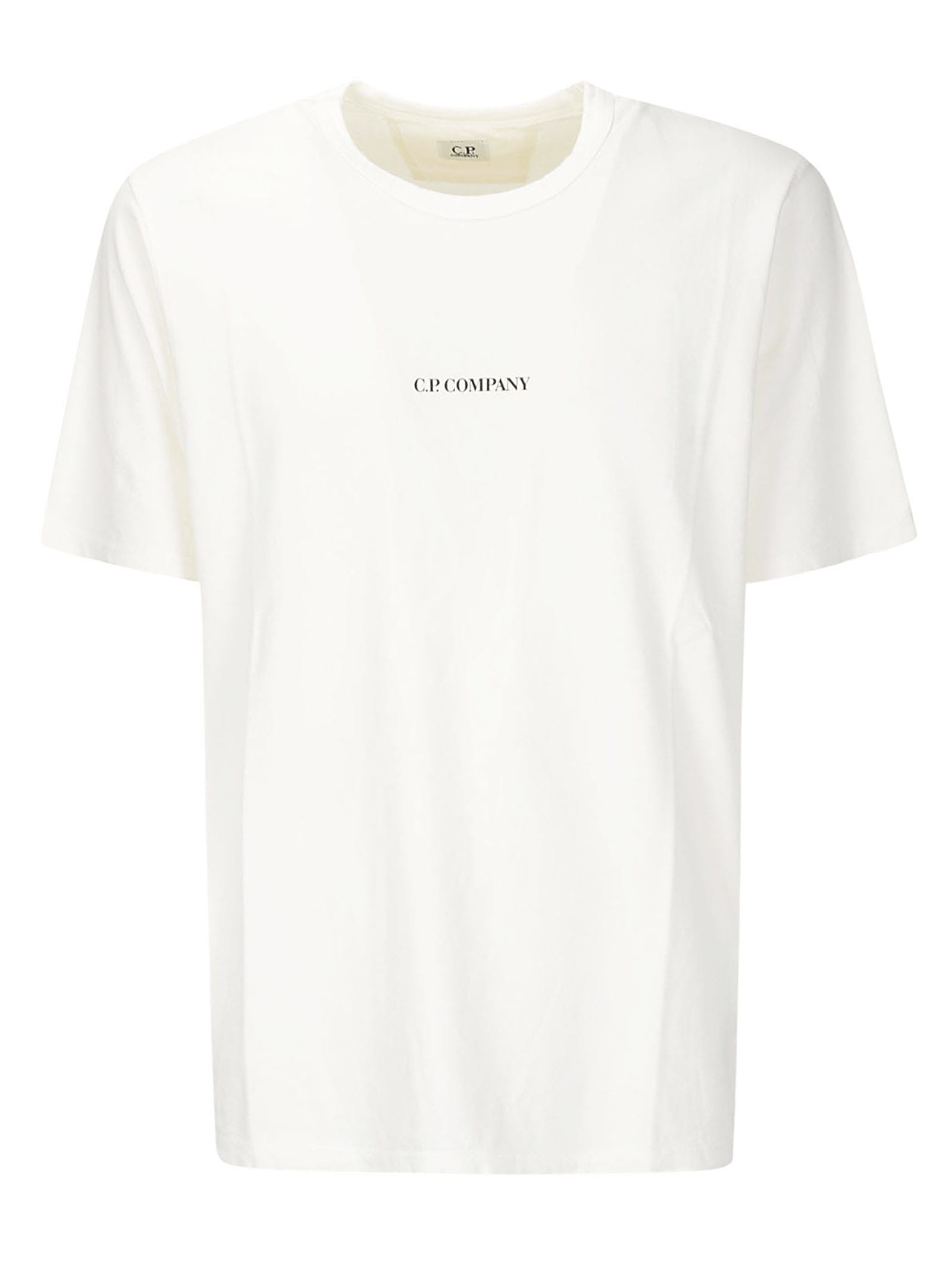 Shop C.p. Company 24/1 Jersey Garment Dyed Logo T-shirt In Gauze White