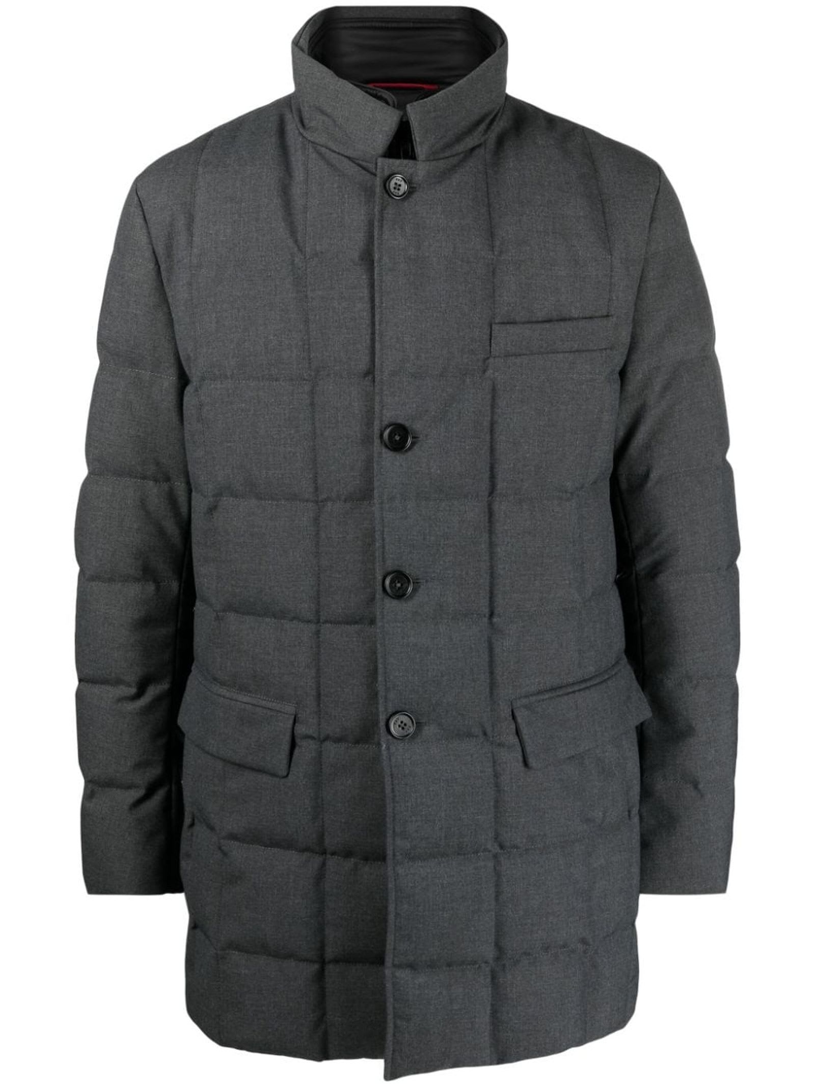 Grey Double Front Down Jacket