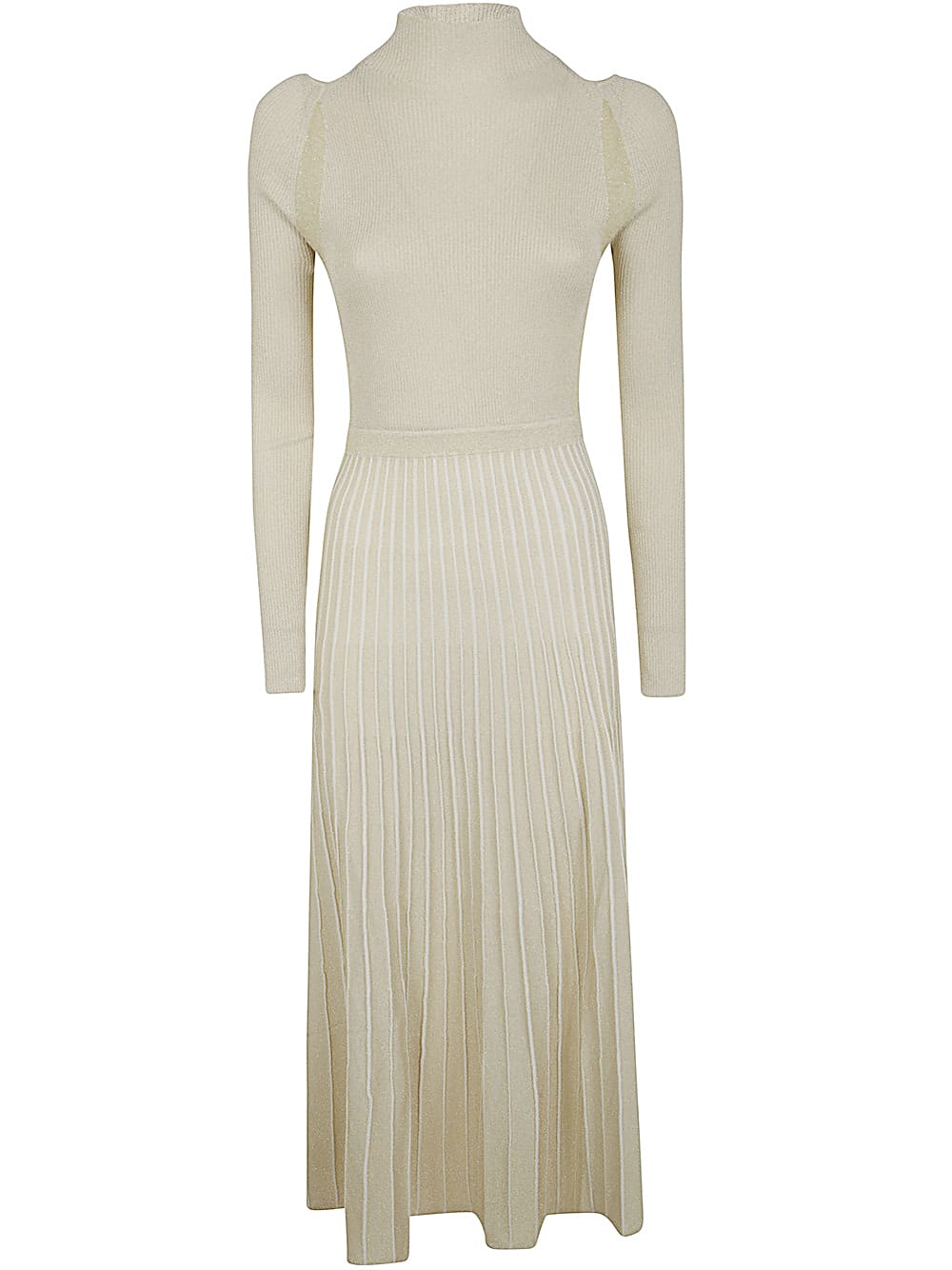 Shop Pinko Ismaele Viscose Metallic Dress In White Gold