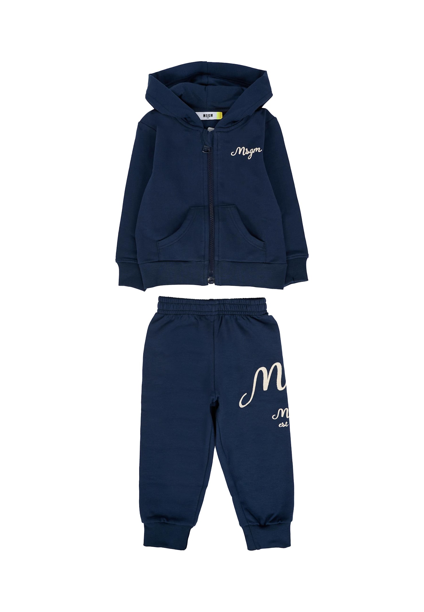 Msgm Blue Set For Baby Boy With White Logo In Blue