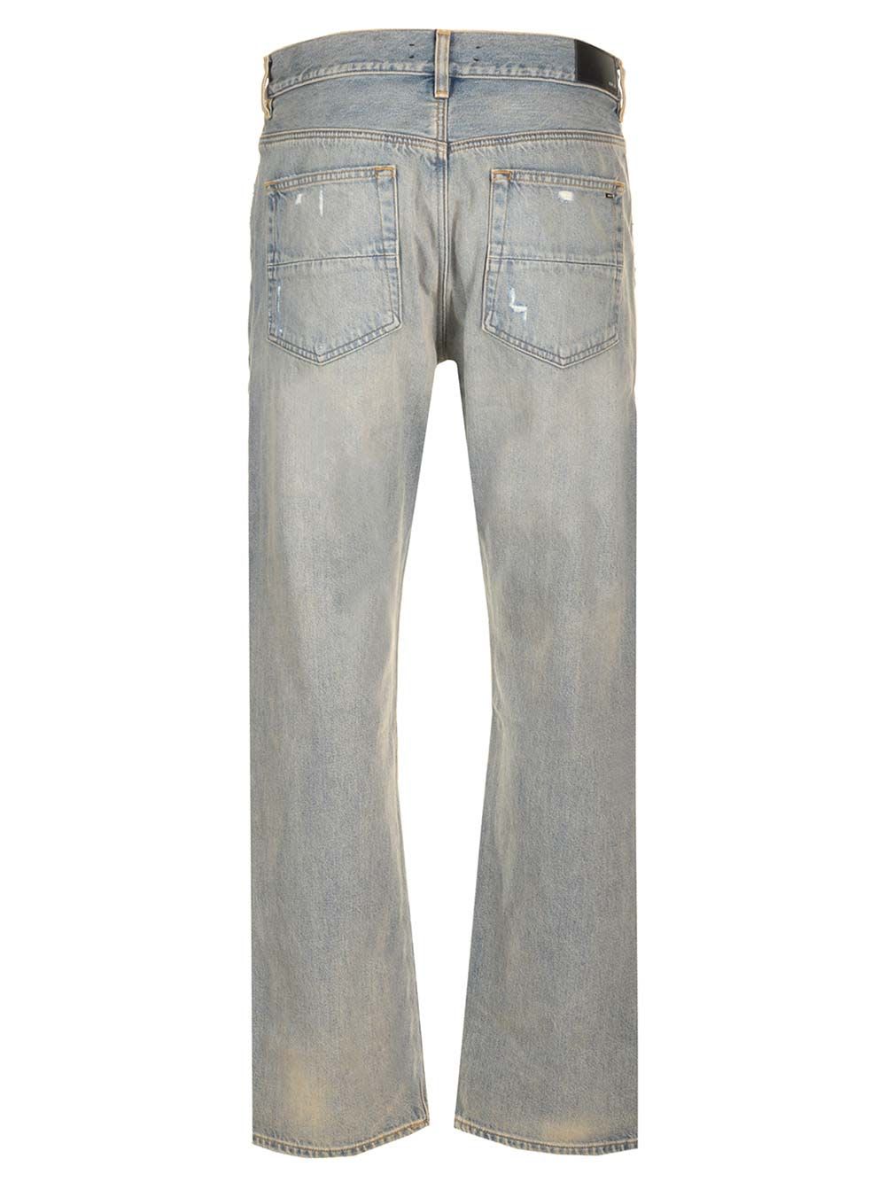 Shop Amiri Bandana Repair Straight Jean In Light Blue