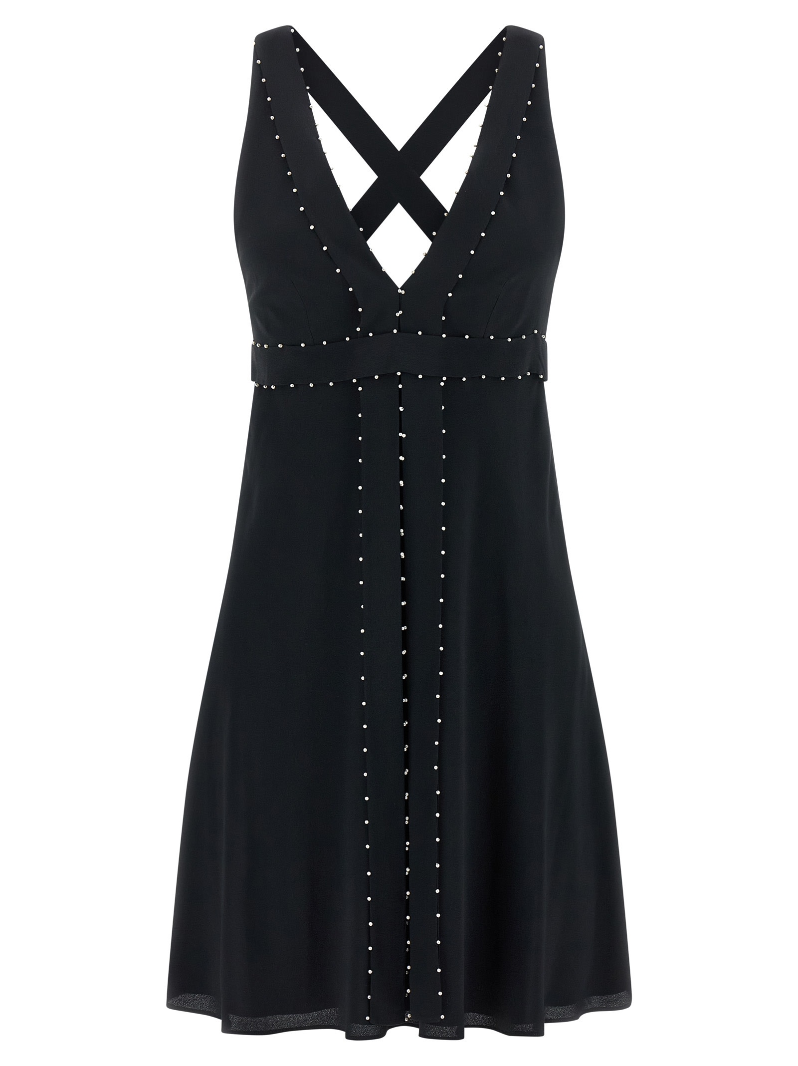 Giovanni Bedin Silk Blend Mini Dress With Pearl In Black