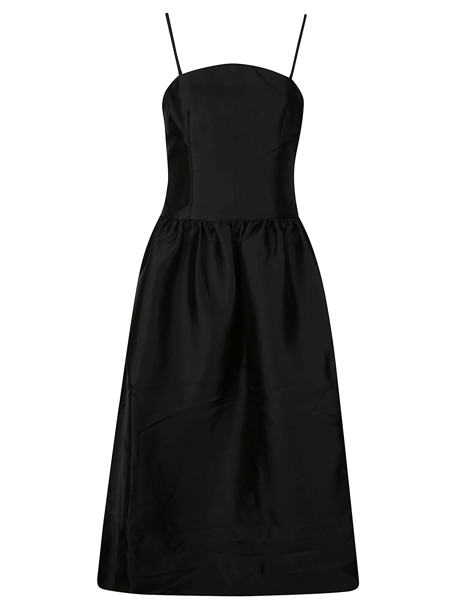 Shop Self-portrait Taffeta Midi Dress In Black