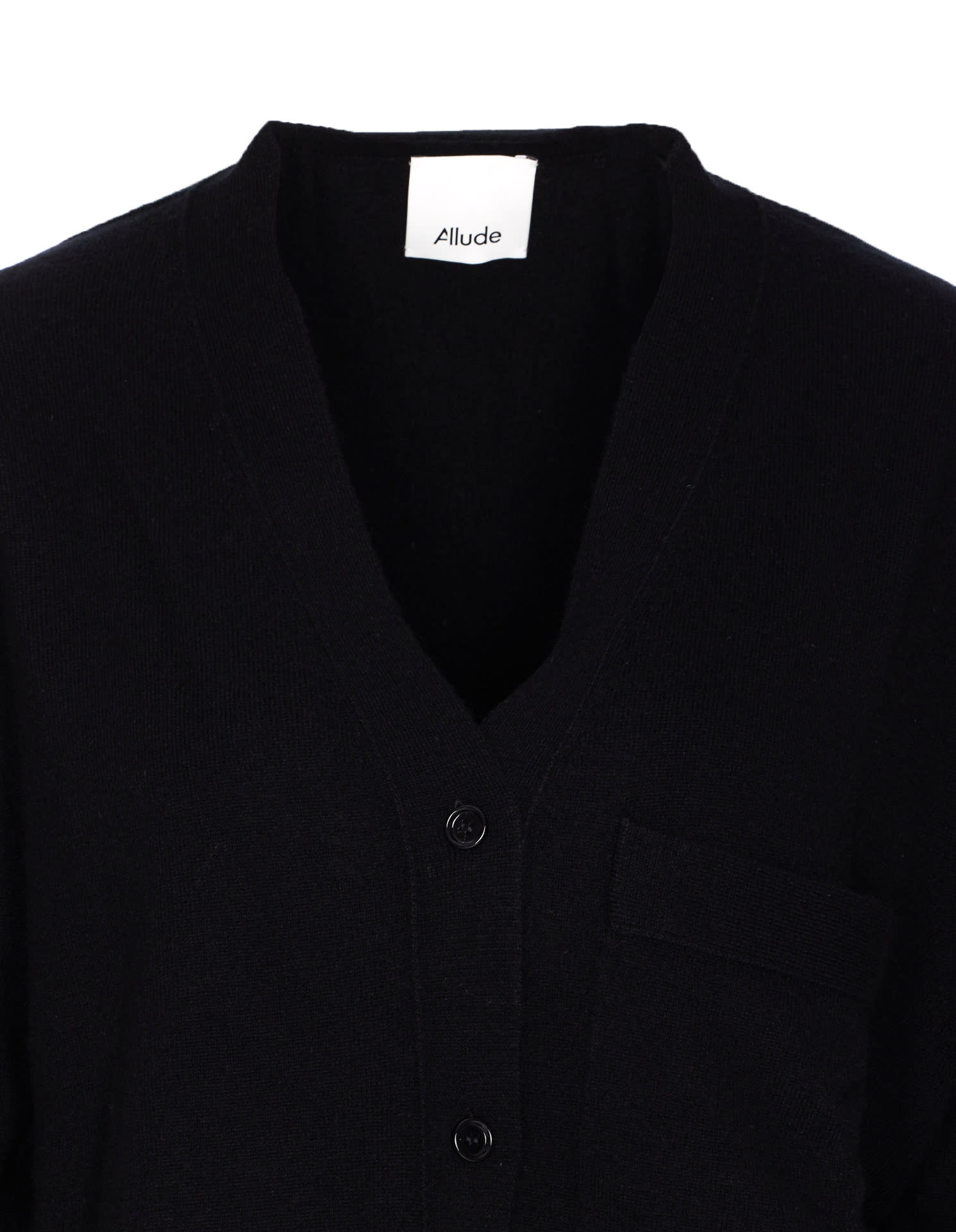 Allude Buttoned-front Pocket Cardigan In Black