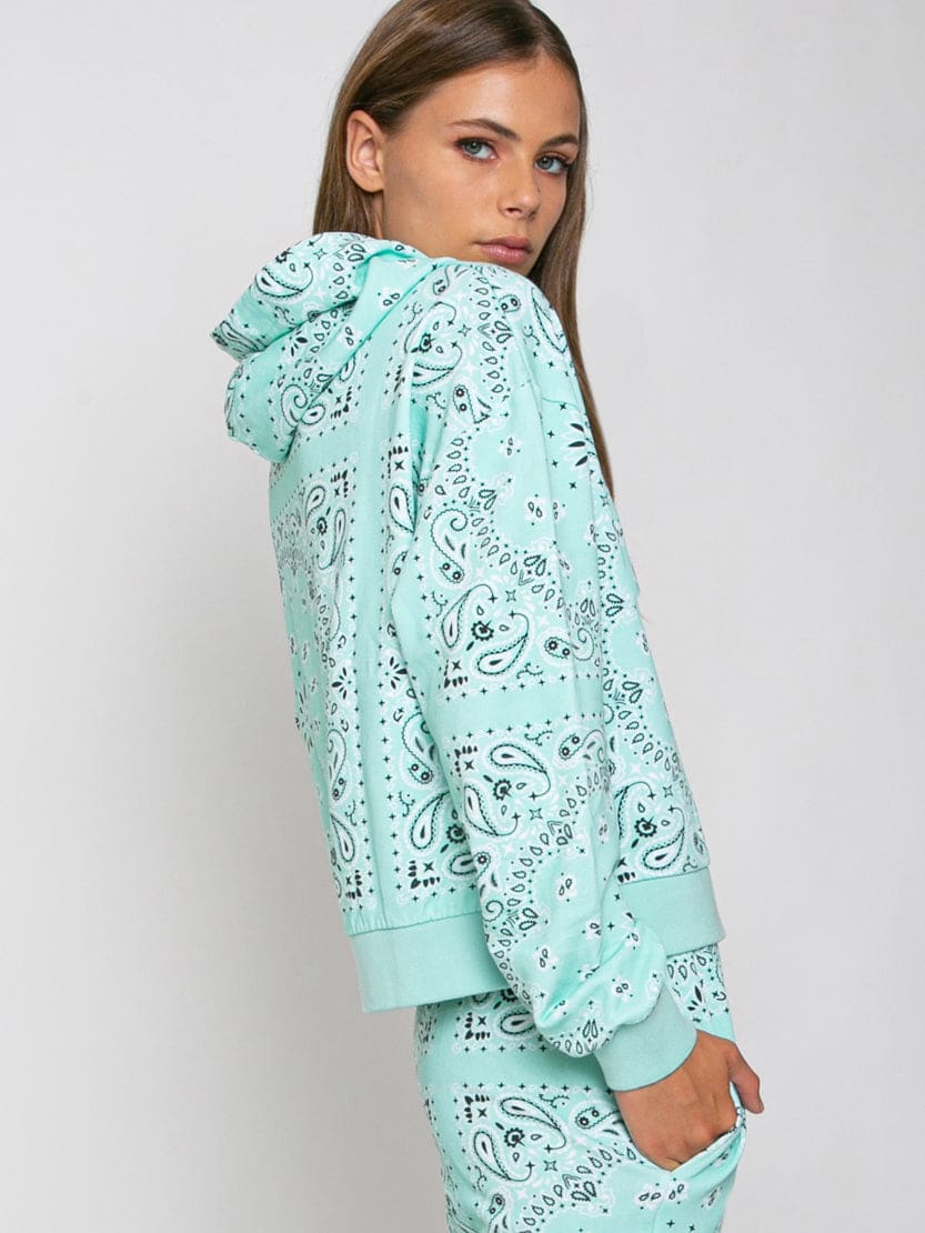 Mc2 Saint Barth Cotton Bandanna Hoodie With Saint Barth Embroidery In Green