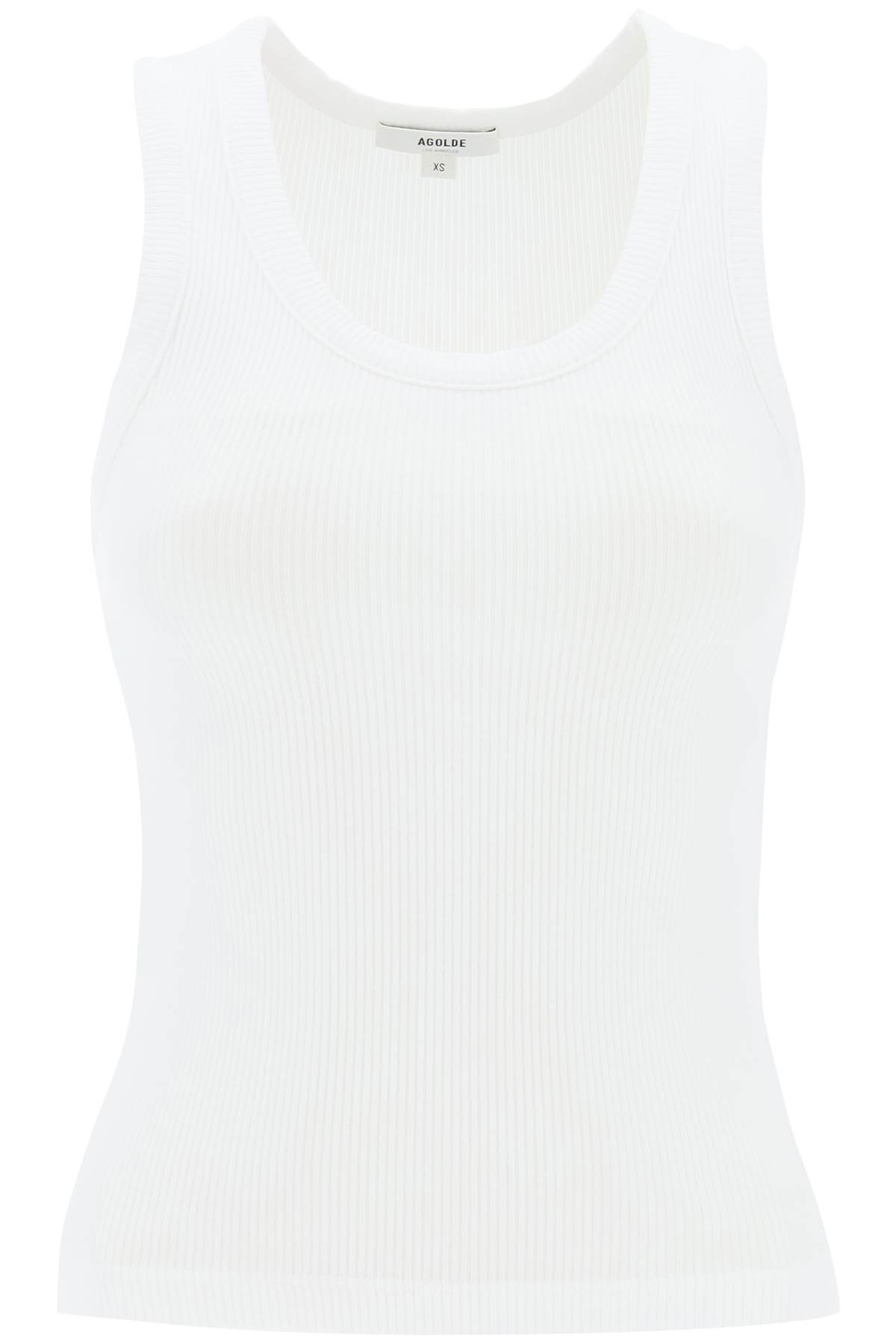 Shop Agolde Poppy Ribbed Tank Top In White (white)