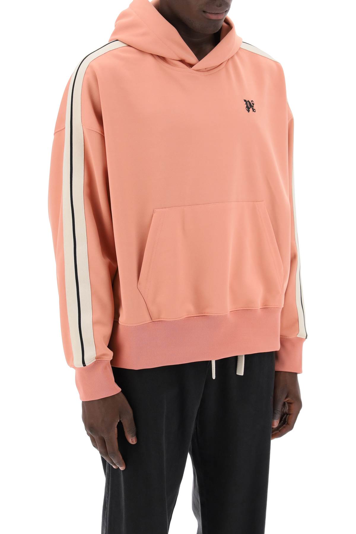 Shop Palm Angels Track Sweatshirt With Contrasting Bands In Pink Black (pink)