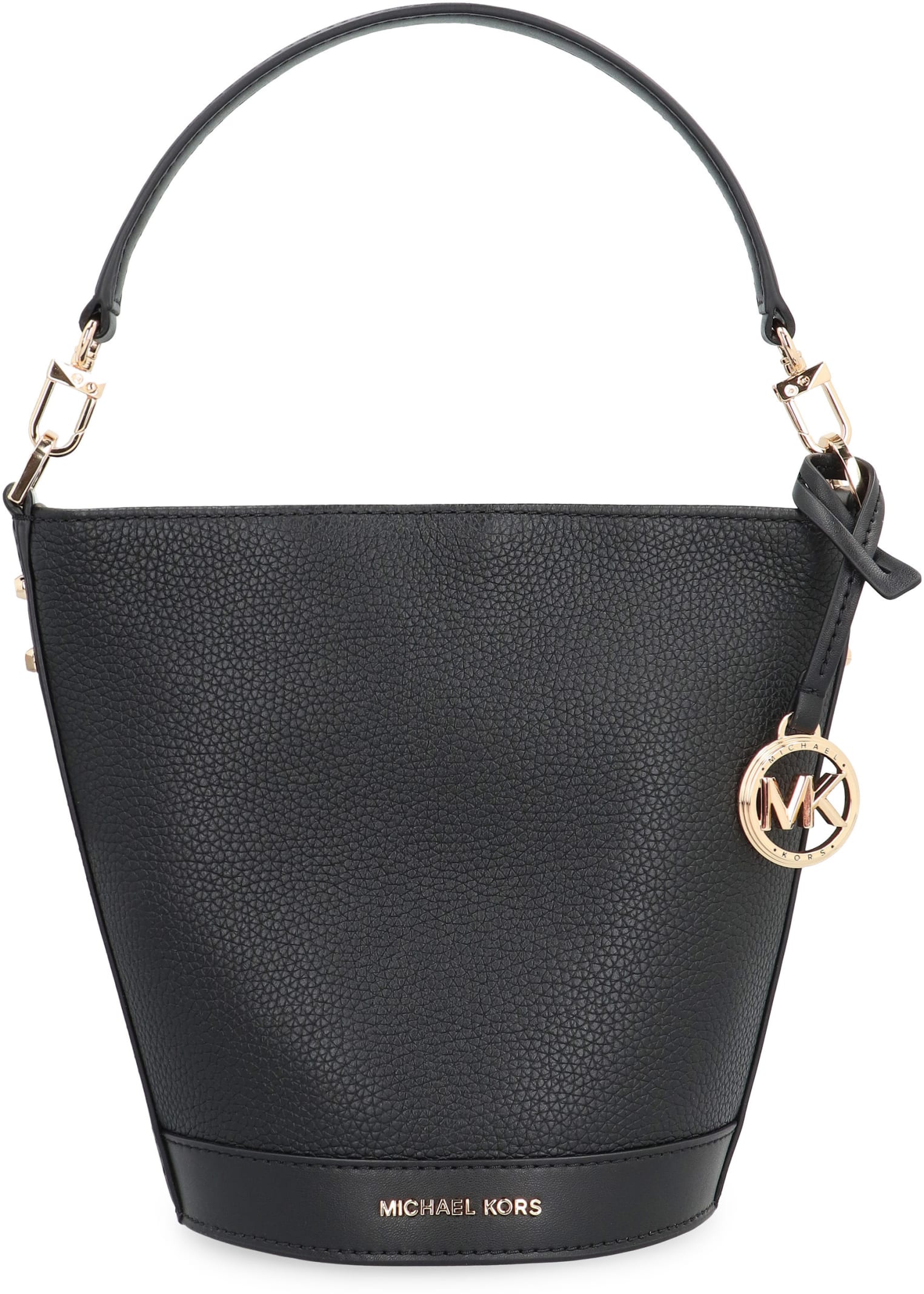 Shop Michael Michael Kors Townsend Leather Bucket Bag In Black