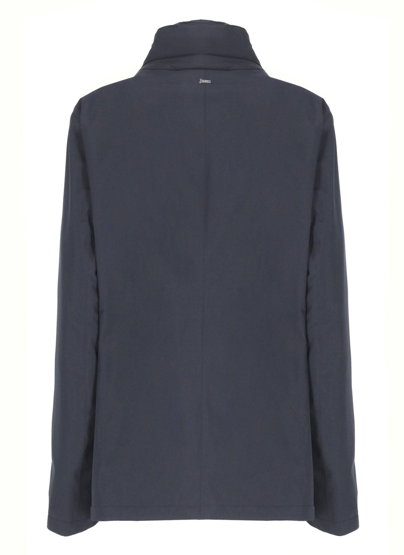 Herno Padded Jacket With High Neck And Pockets In Blue