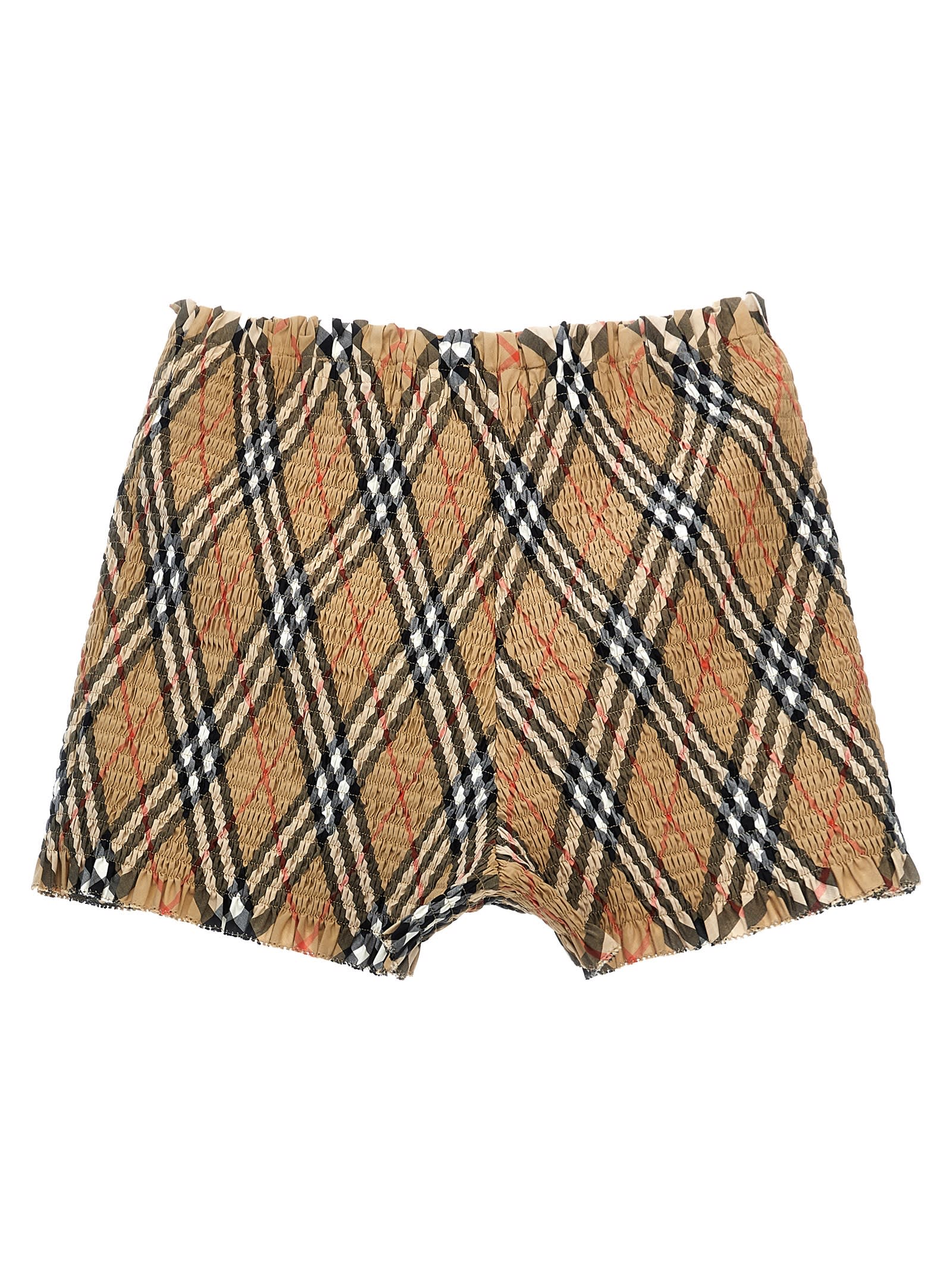 Burberry Smock Stitch Bermuda Shorts In Beige