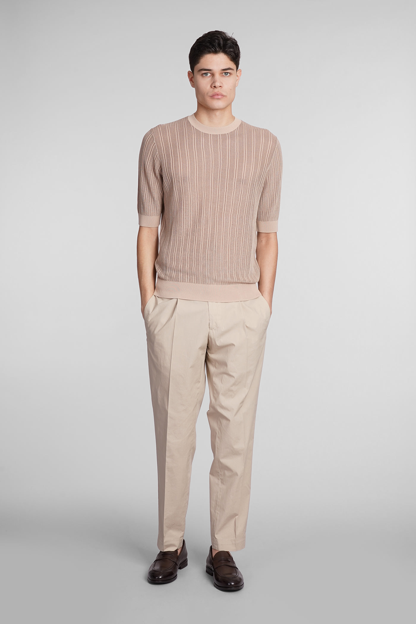 Shop Santaniello Pants In Beige Cotton