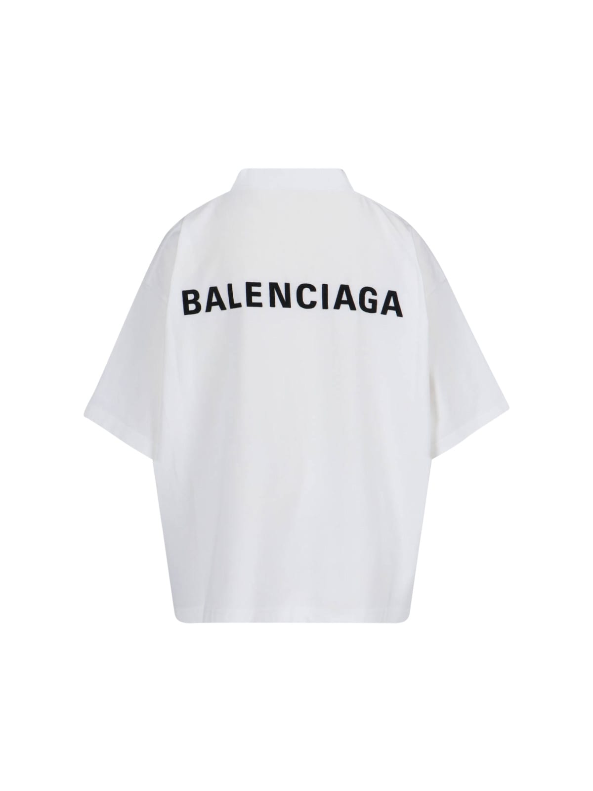 Balenciaga Logo Crop T-shirt In White/black