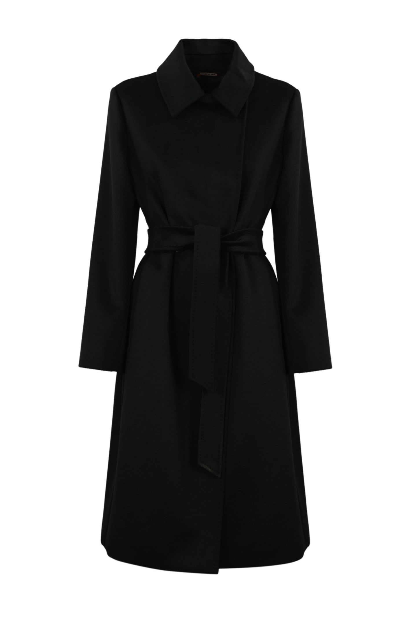 Shop Max Mara Bcollag Wool Wrap Coat In Nero