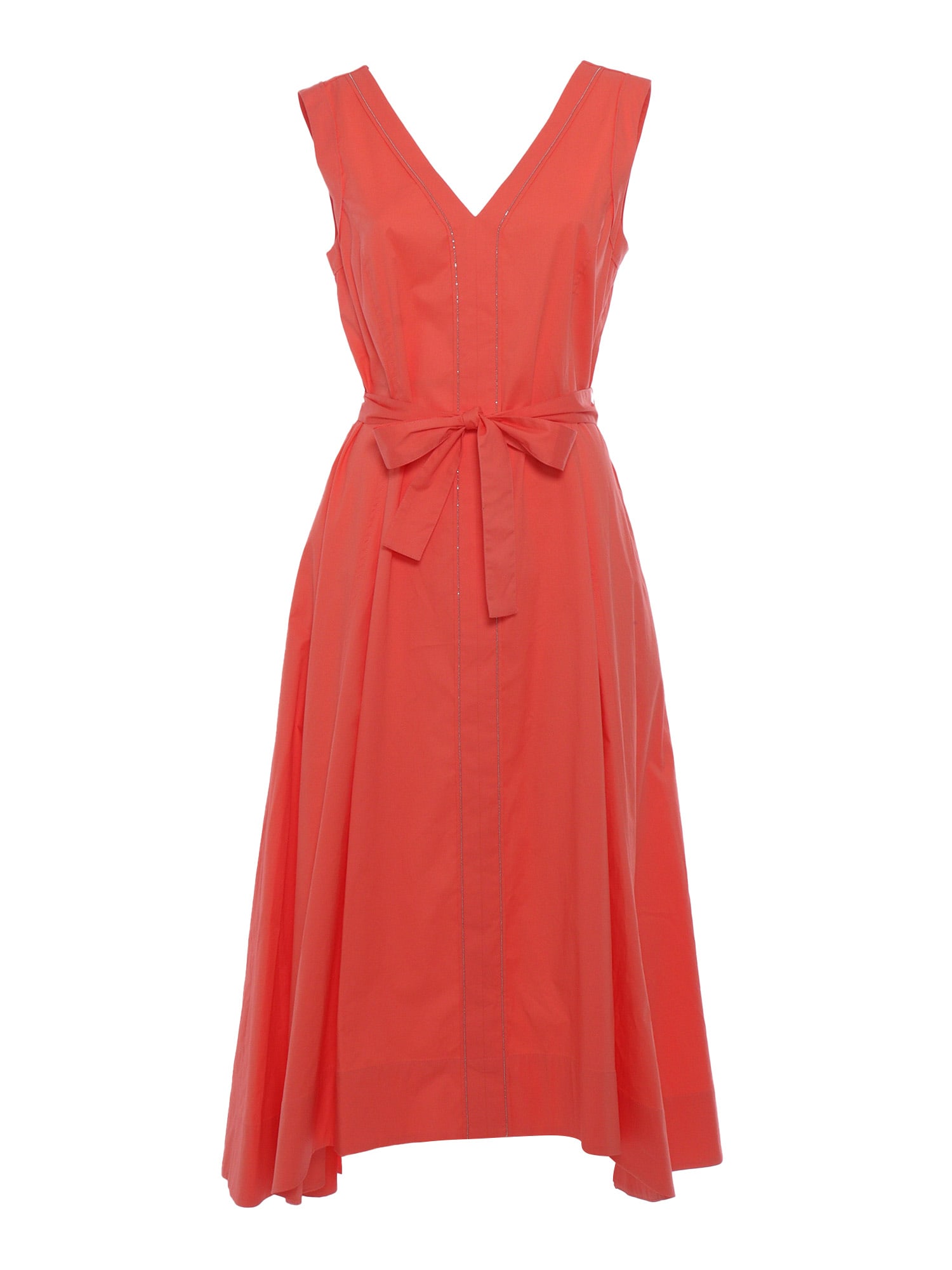Shop Peserico Coral Colored Midi Dress In Red
