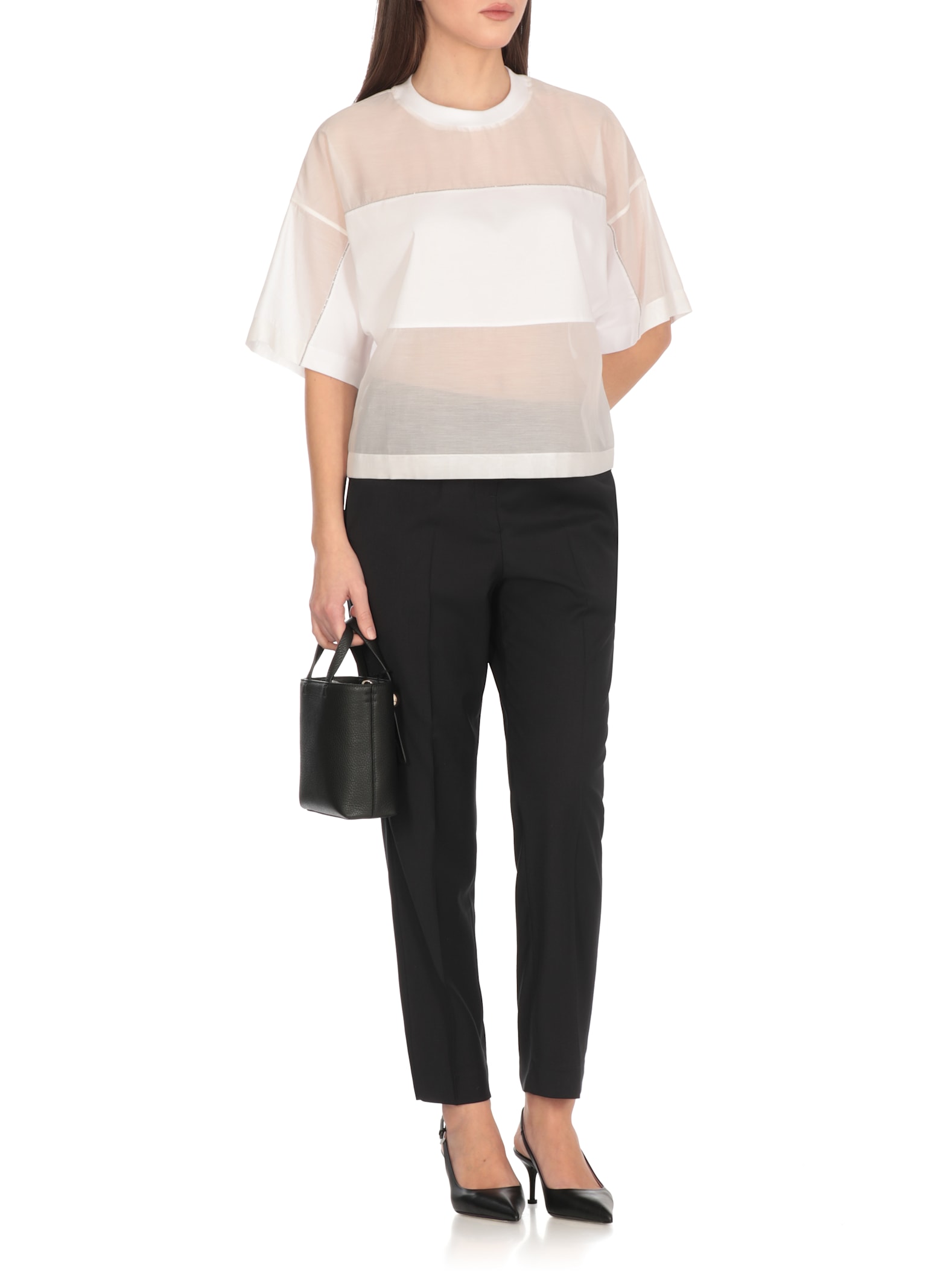 Peserico White Cotton And Silk T-shirt