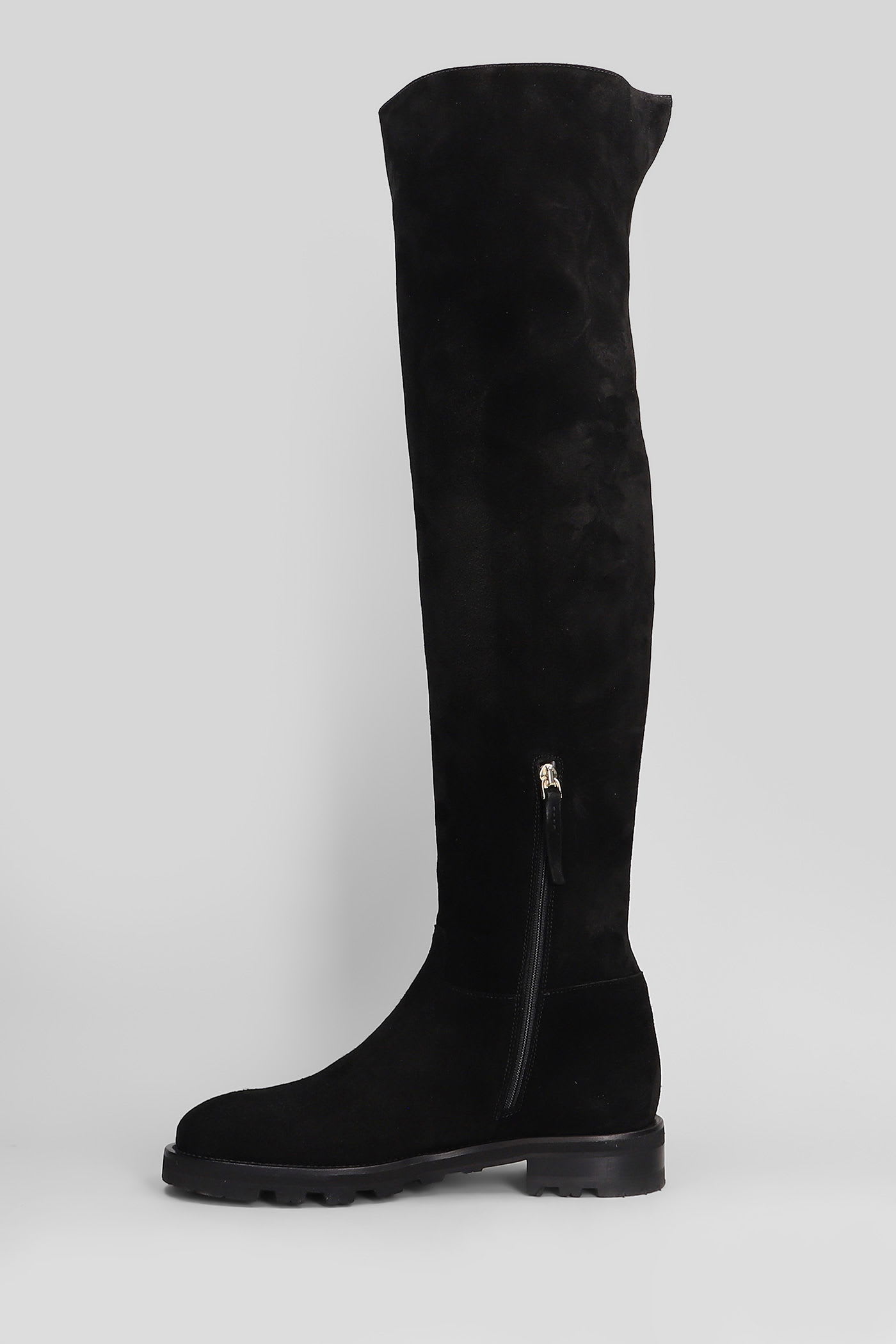 Roberto Festa Luz Low Heels Boots In Black Suede In Multi