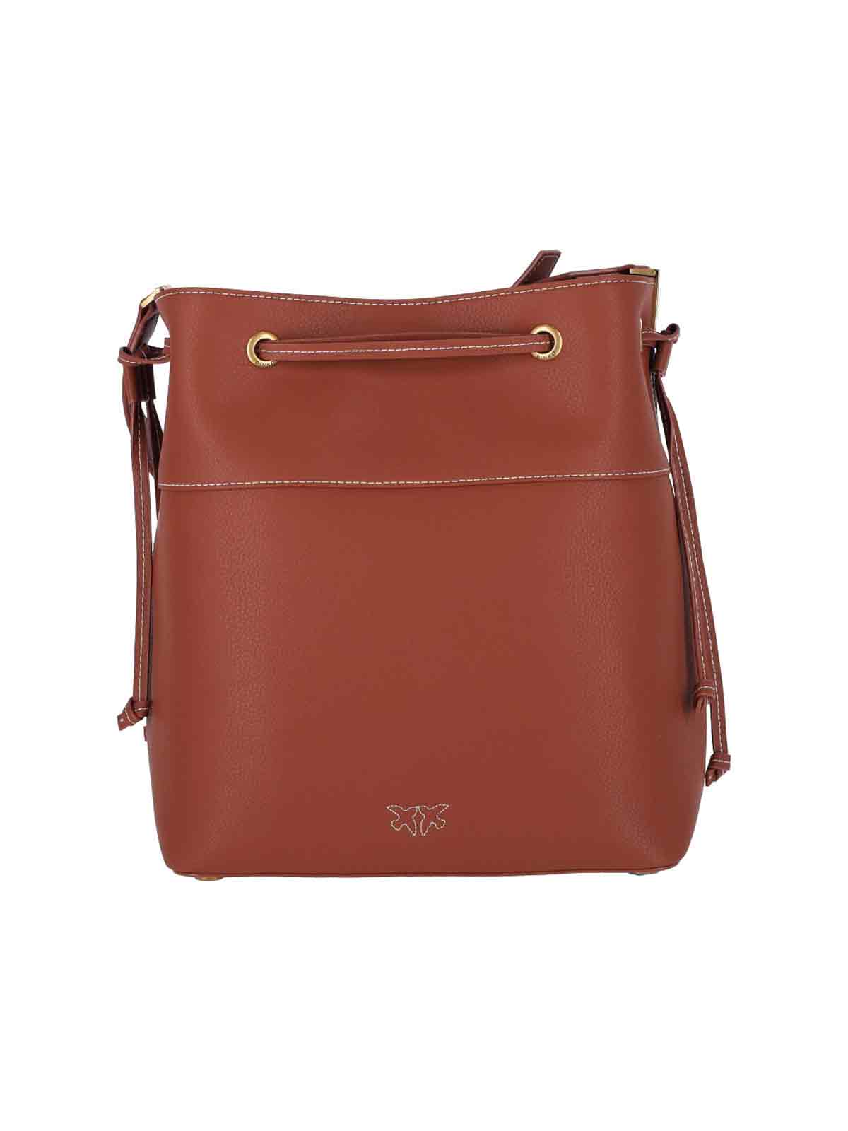 Pinko Logo Bucket Bag In Brown