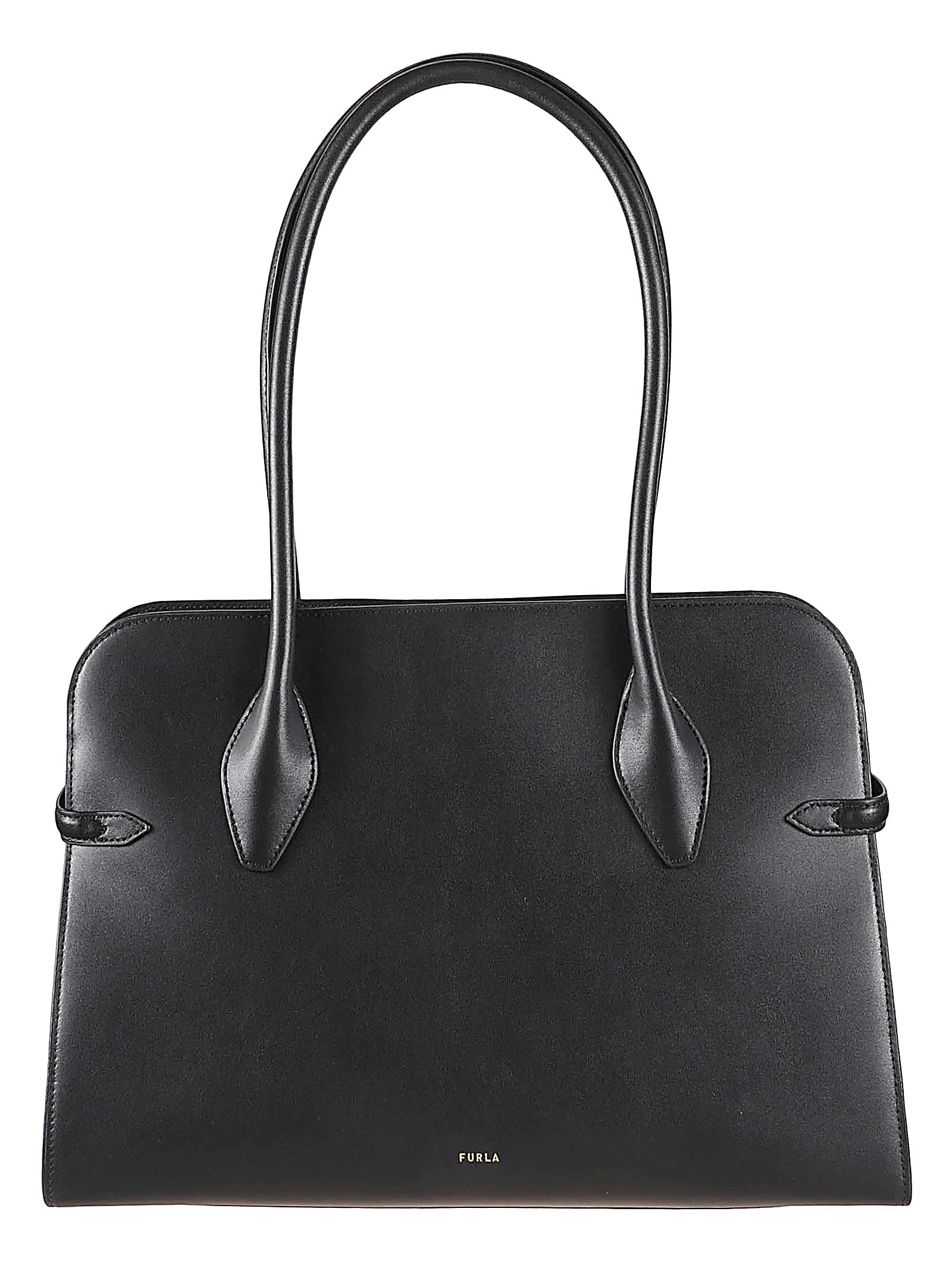 Furla Round Top Handle Handbag In Black