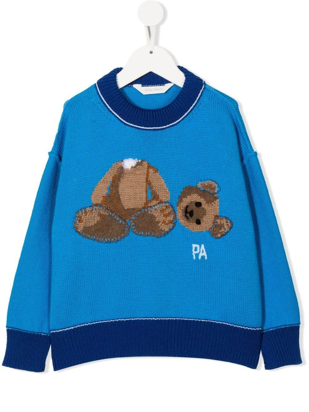 Palm Angels Kids Light Blue Bear Sweater