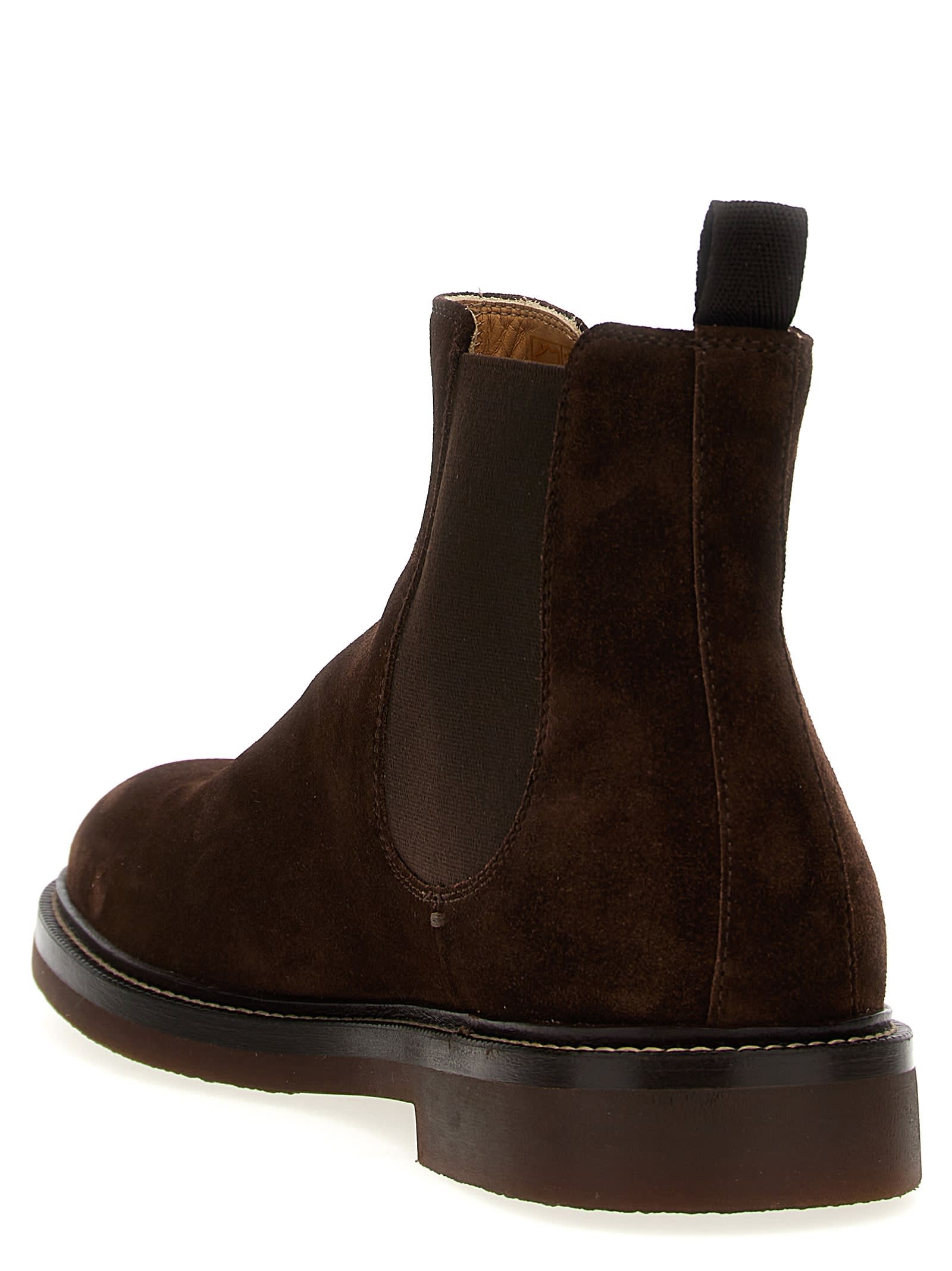 Shop Brunello Cucinelli Suede Ankle Boots In Brown