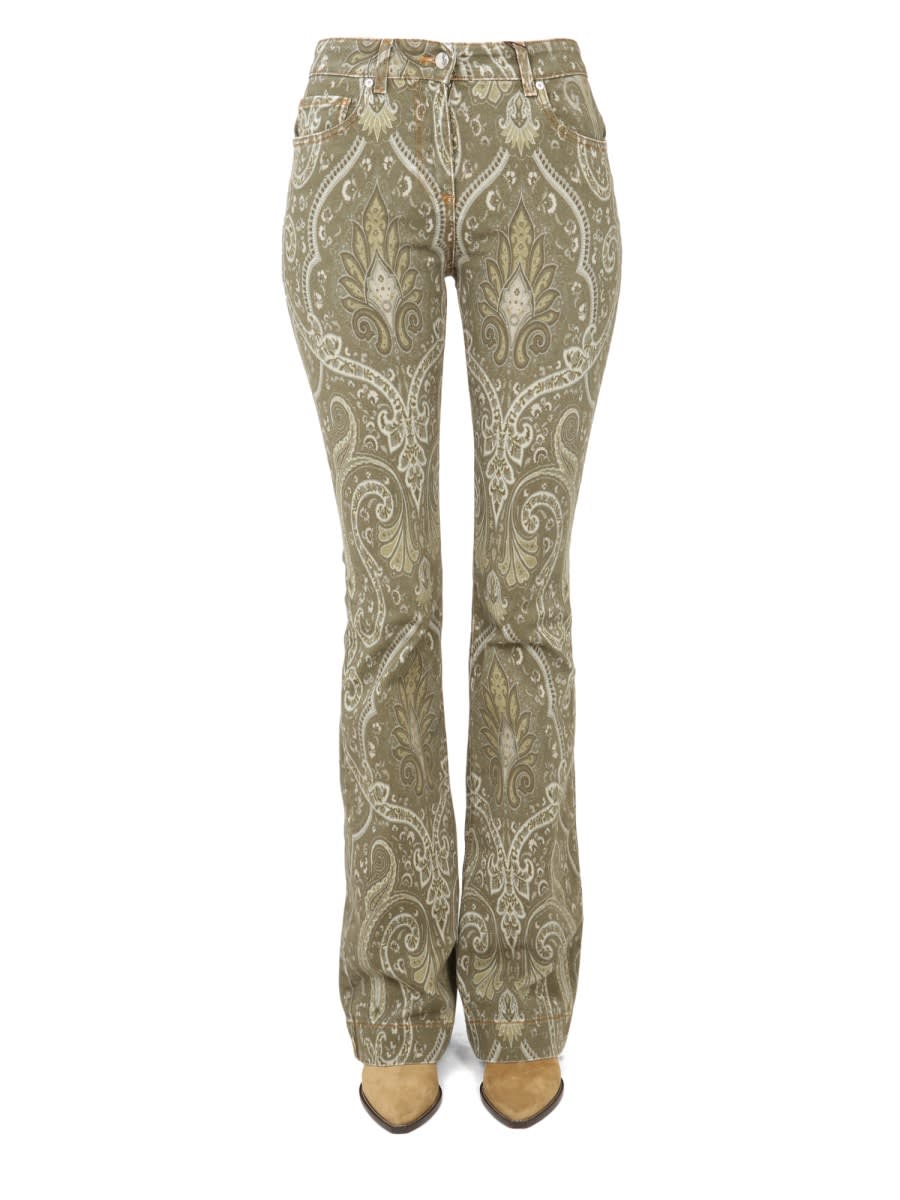 Shop Etro Paisley Print Jeans In Brown