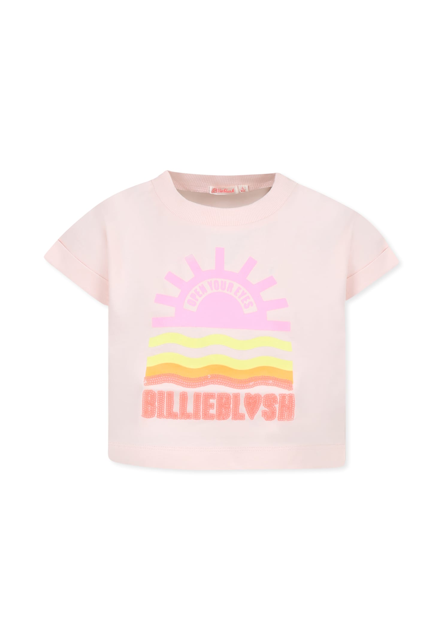Billieblush Pink Crop T-shirt For Girl With Sun
