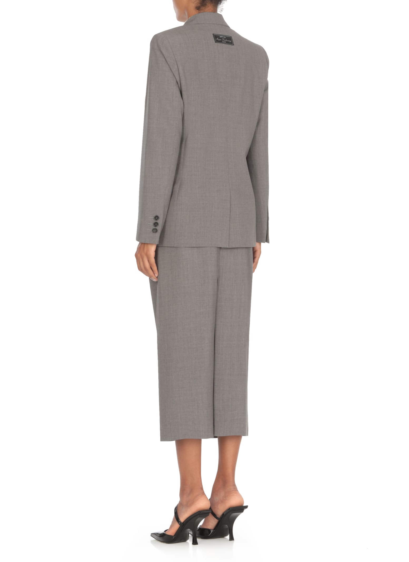 Shop Msgm Virgin Wool Blazer In Grey