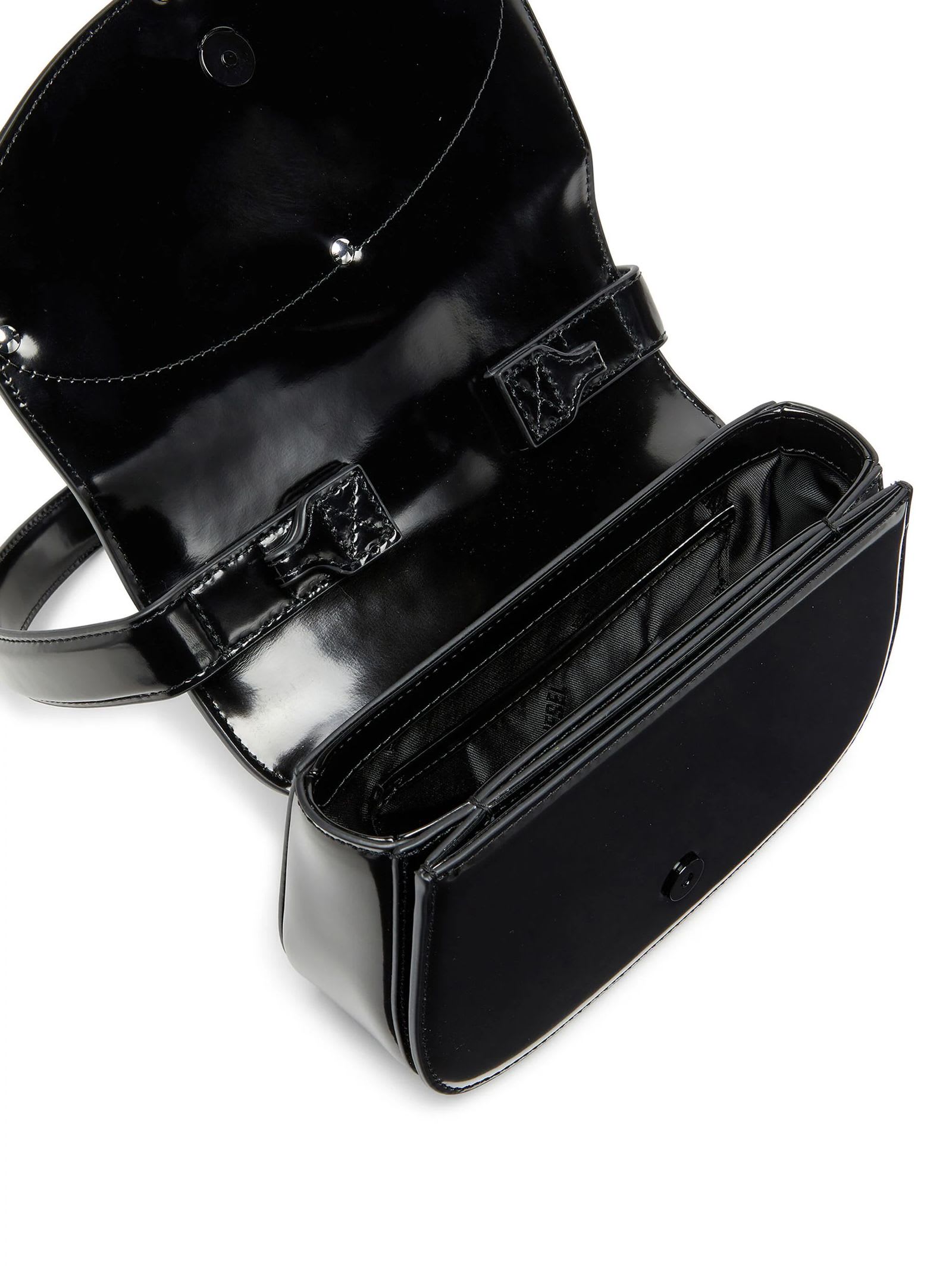 Shop Diesel 1dr-iconic Shoulder Bag In Mirrored Leather In Black