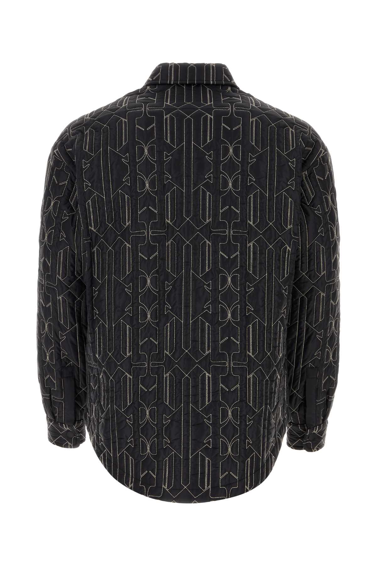 Shop Palm Angels Embroidered Nylon Padded Shirt In Anthracite